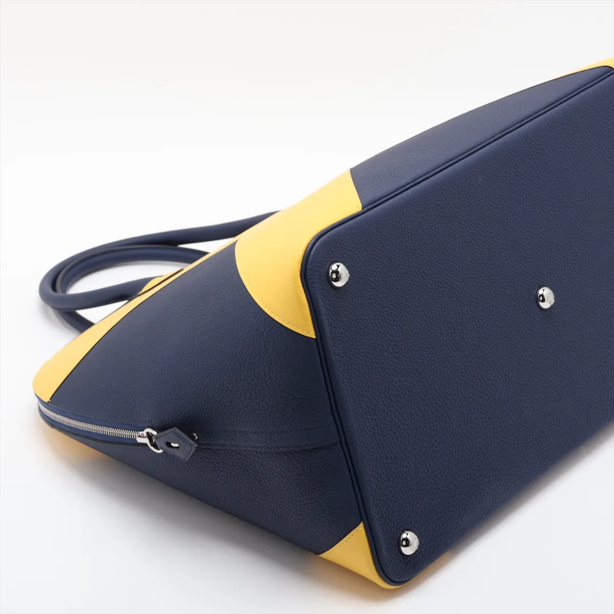 [Individually packaged] Hermes Bolide 1923 45 Casaque Togo x Evercolor Blue Saphir x Jaune Naple Silver Hardware B: 2023 — view 4