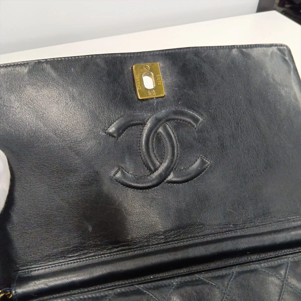 Bicolore Lambskin Chain Shoulder Bag, Black with Gold Hardware, 0643919 (Serial Number 0) — view 11