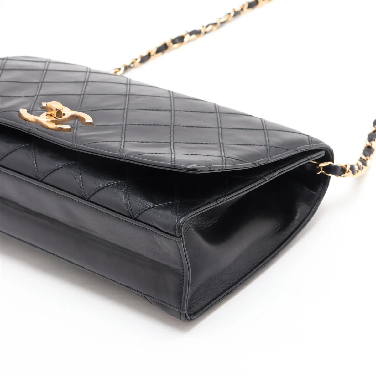 Bicolore Lambskin Chain Shoulder Bag, Black with Gold Hardware, 0643919 (Serial Number 0) — view 3
