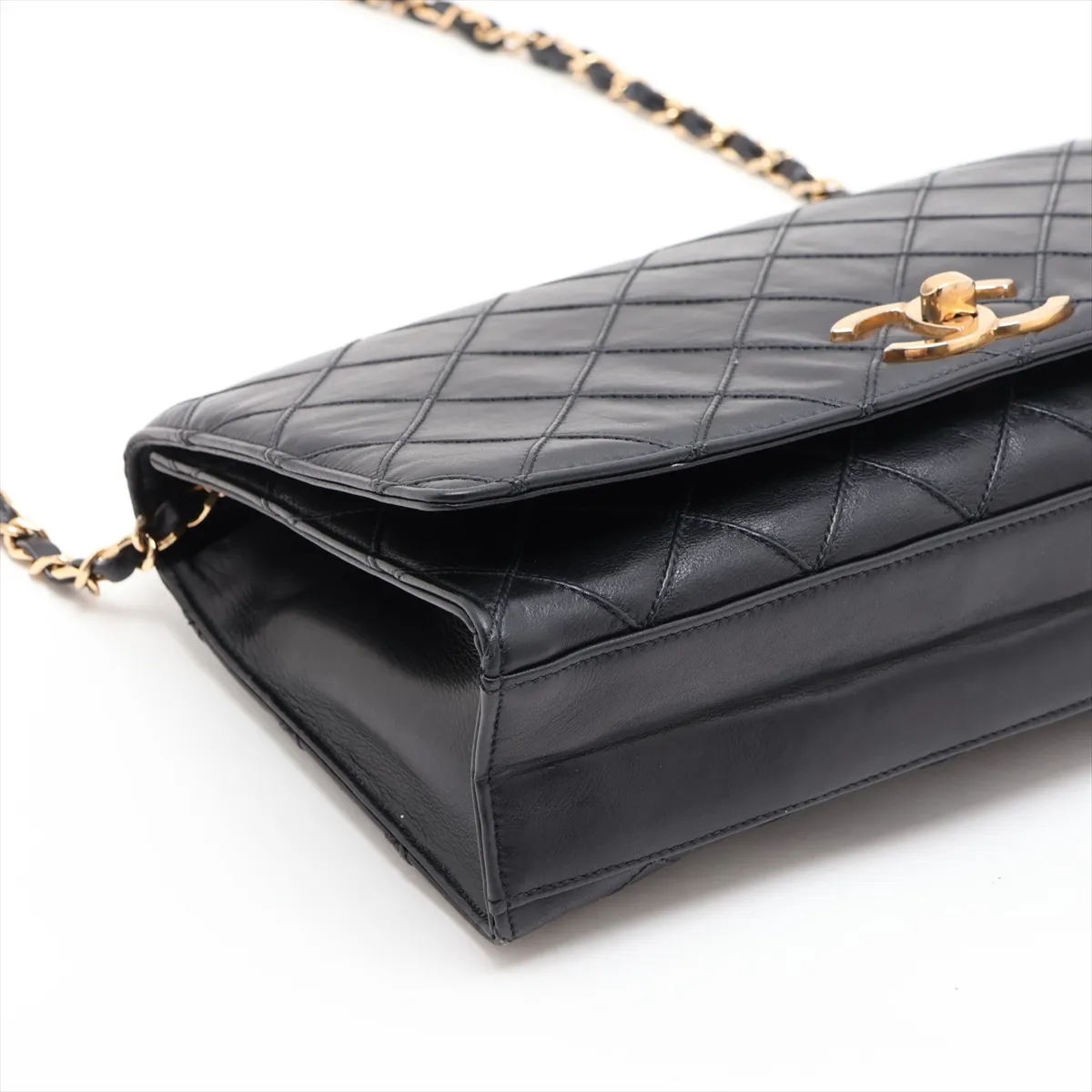 Bicolore Lambskin Chain Shoulder Bag, Black with Gold Hardware, 0643919 (Serial Number 0) — view 4