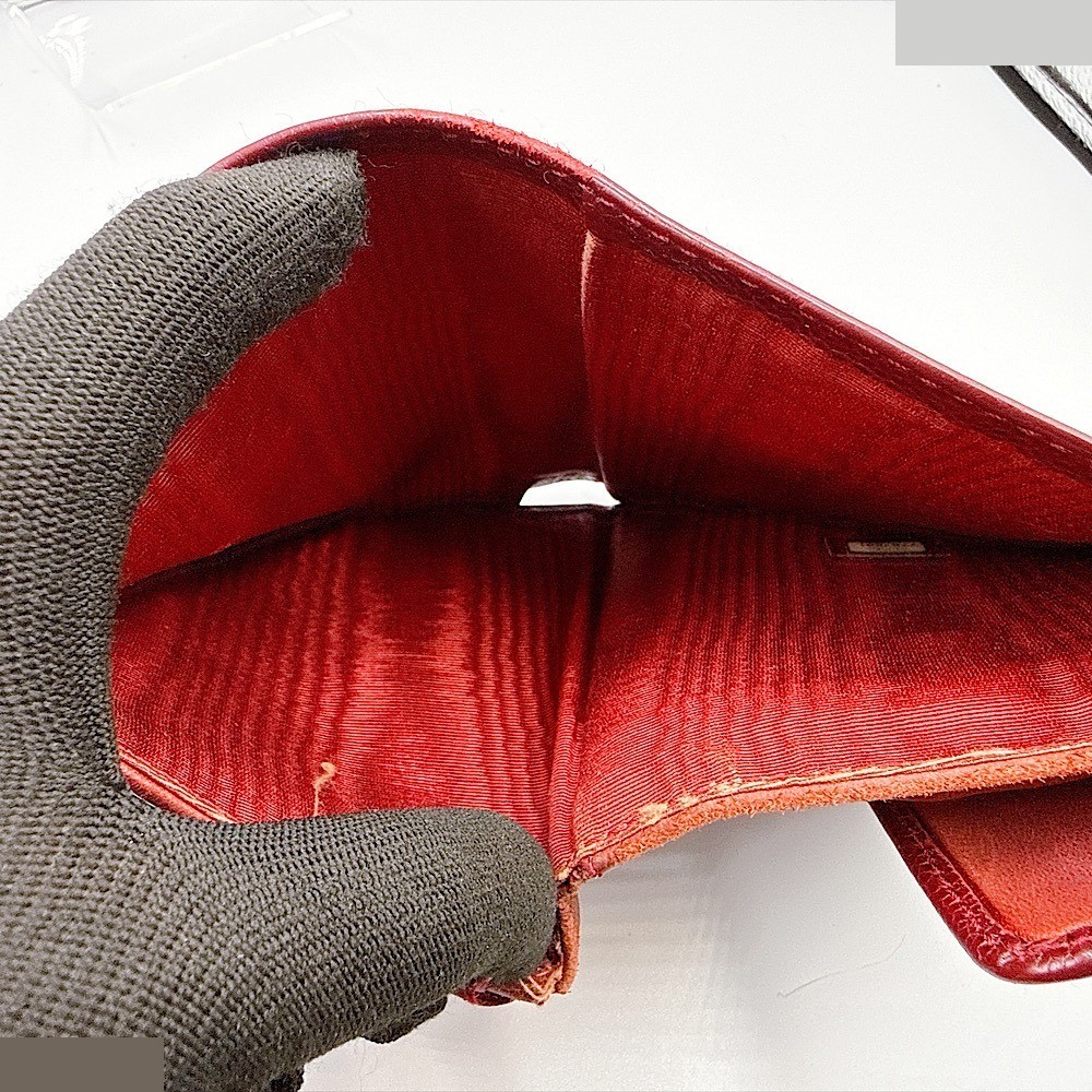 Caviar leather (bag) and wallet, folding wallet, Bordeaux, tri-fold — view 5