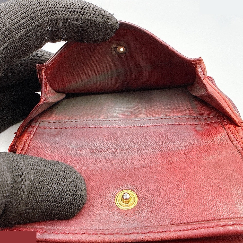 Caviar leather (bag) and wallet, folding wallet, Bordeaux, tri-fold — view 6