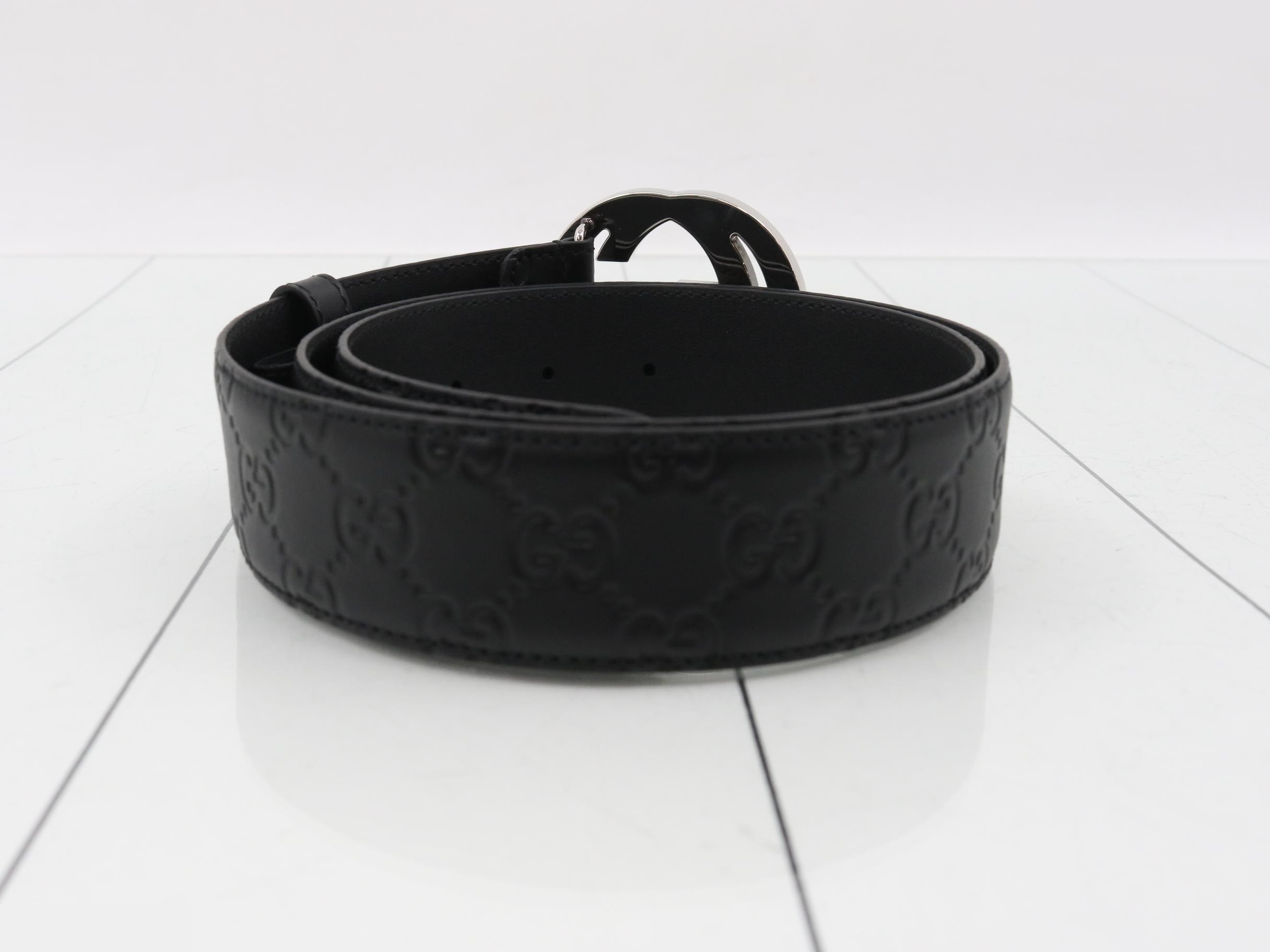 Guccissima belt, interlocking clasp, black, unused, stored item. — view 2