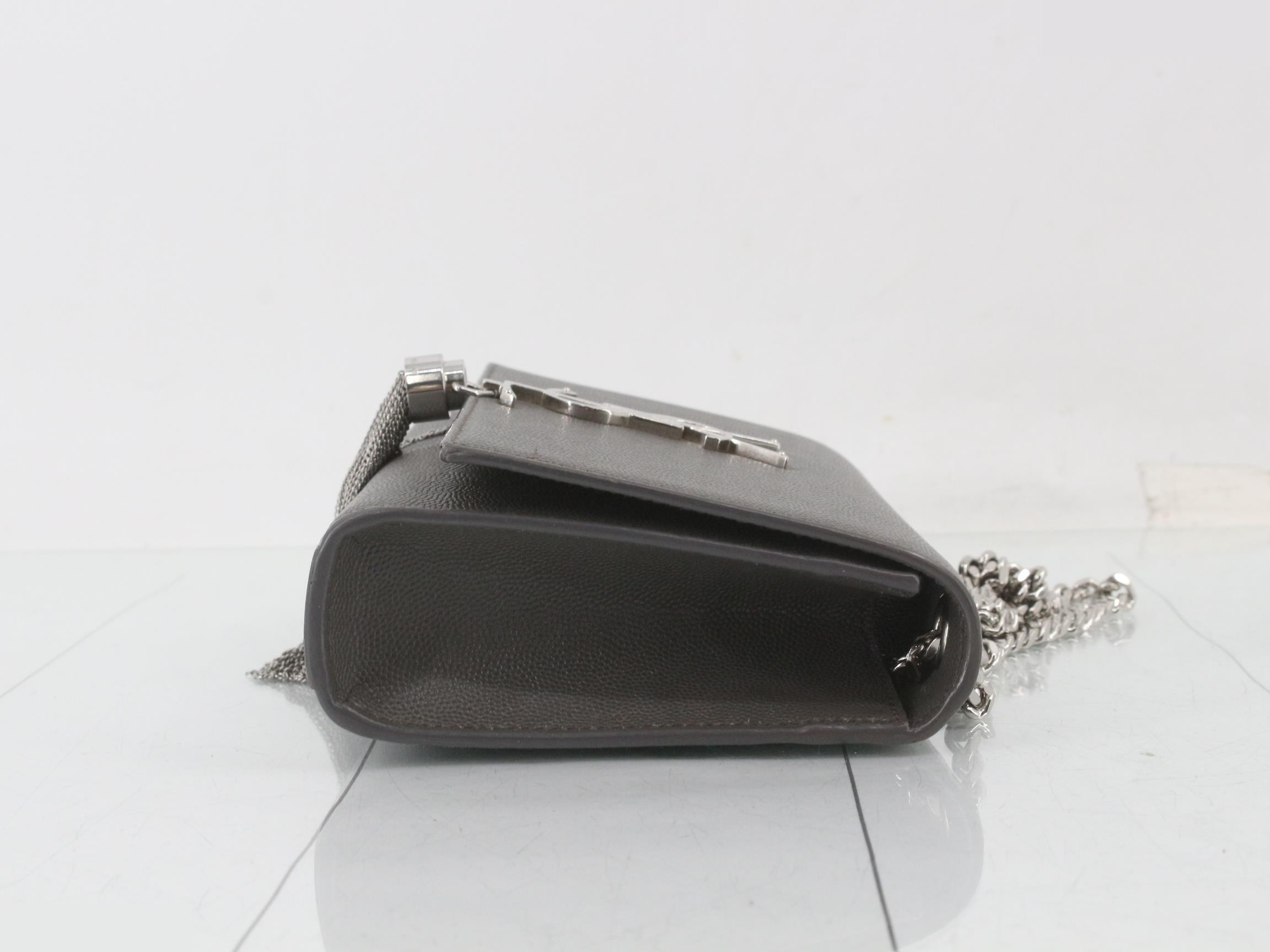 Classic Kate Leather Chain Shoulder Bag, Gray — view 3