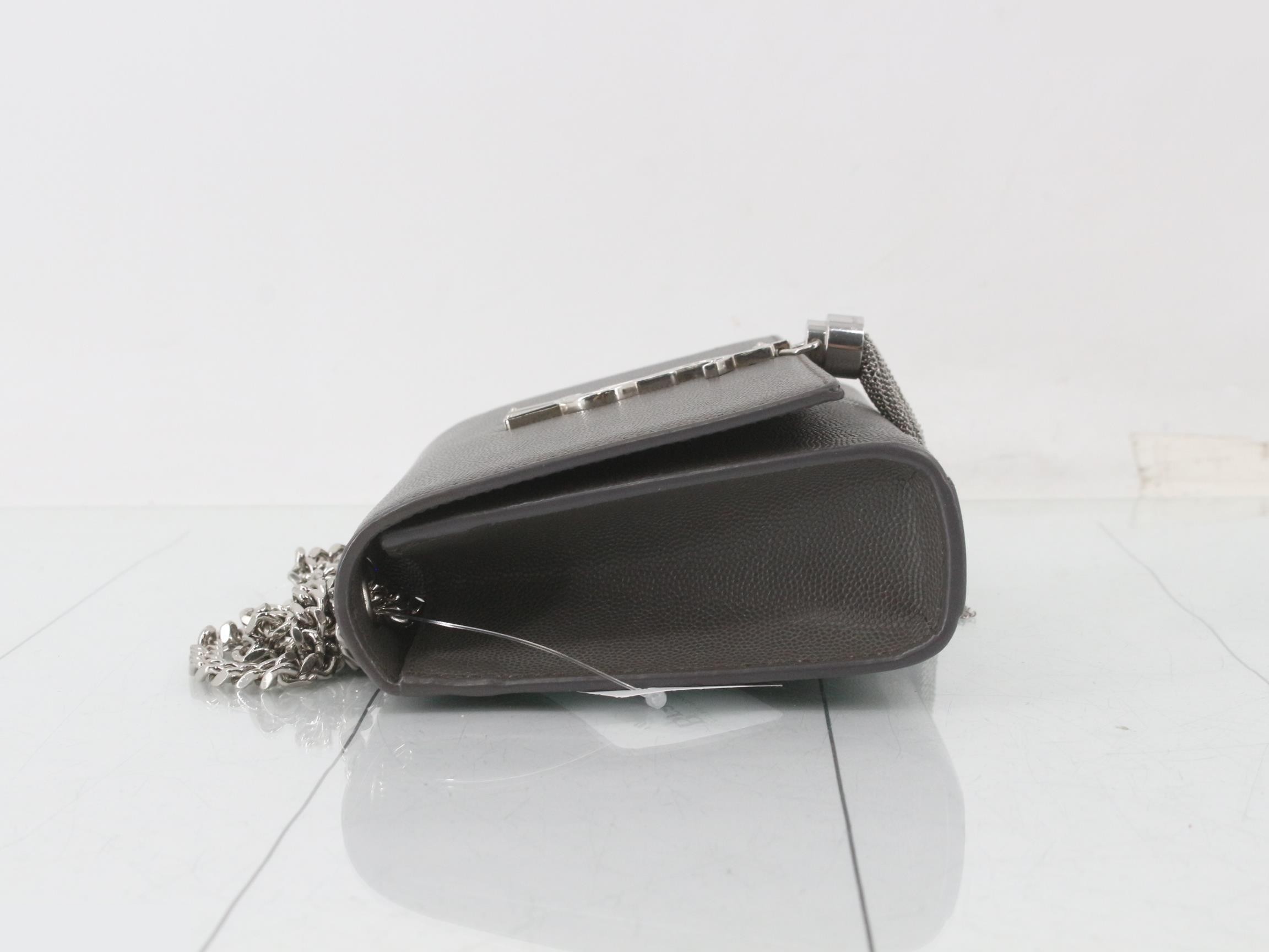 Classic Kate Leather Chain Shoulder Bag, Gray — view 4