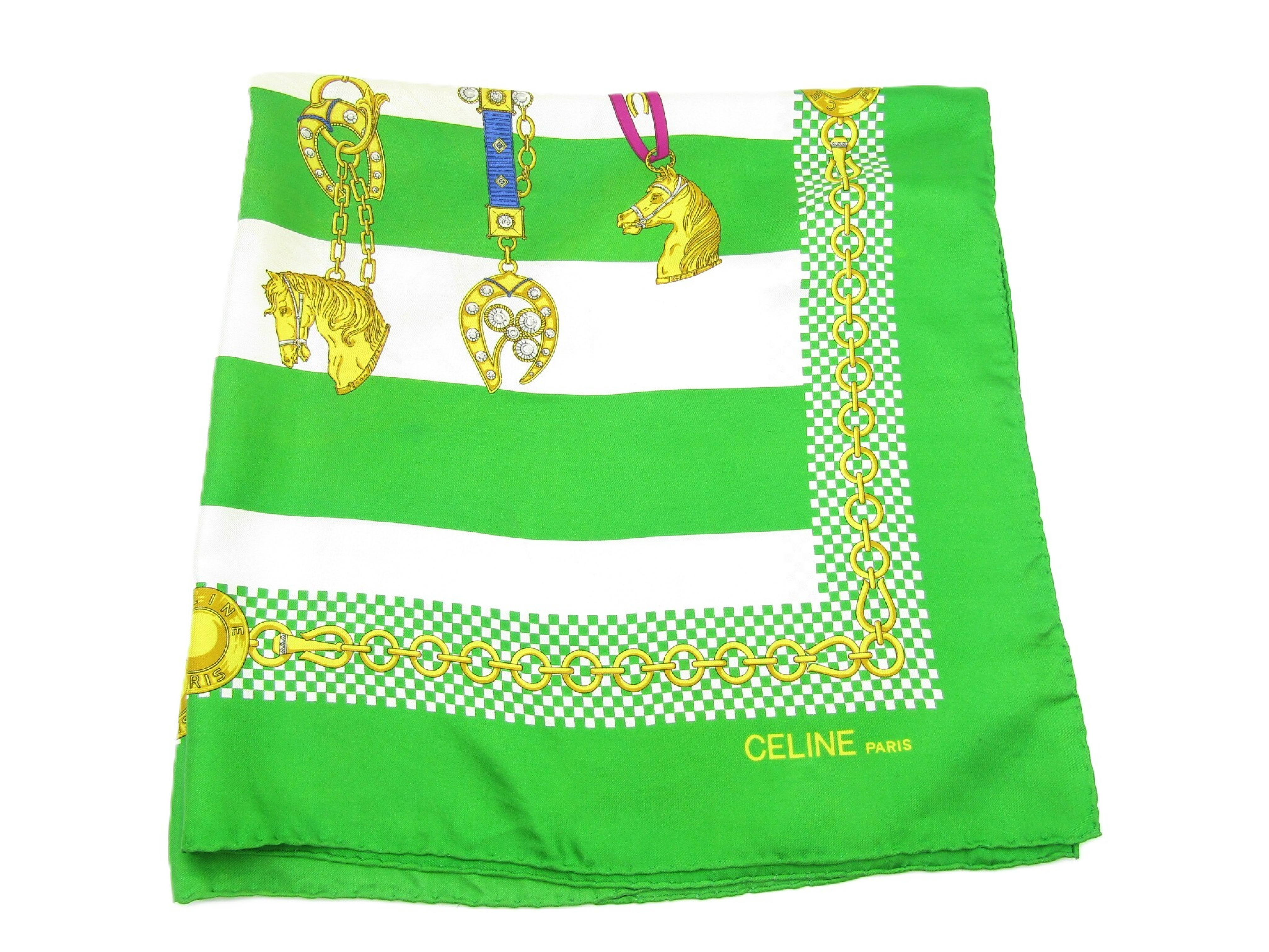 Vintage Silk Scarf, Green, Other Accessories