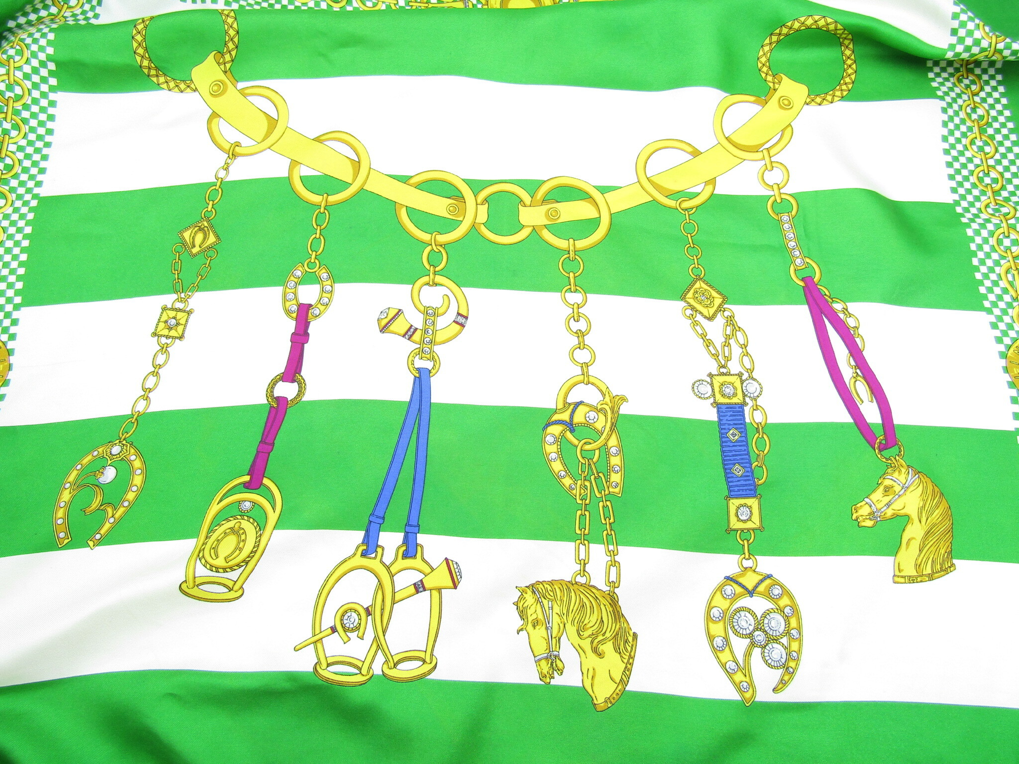 Vintage Silk Scarf, Green, Other Accessories — view 2
