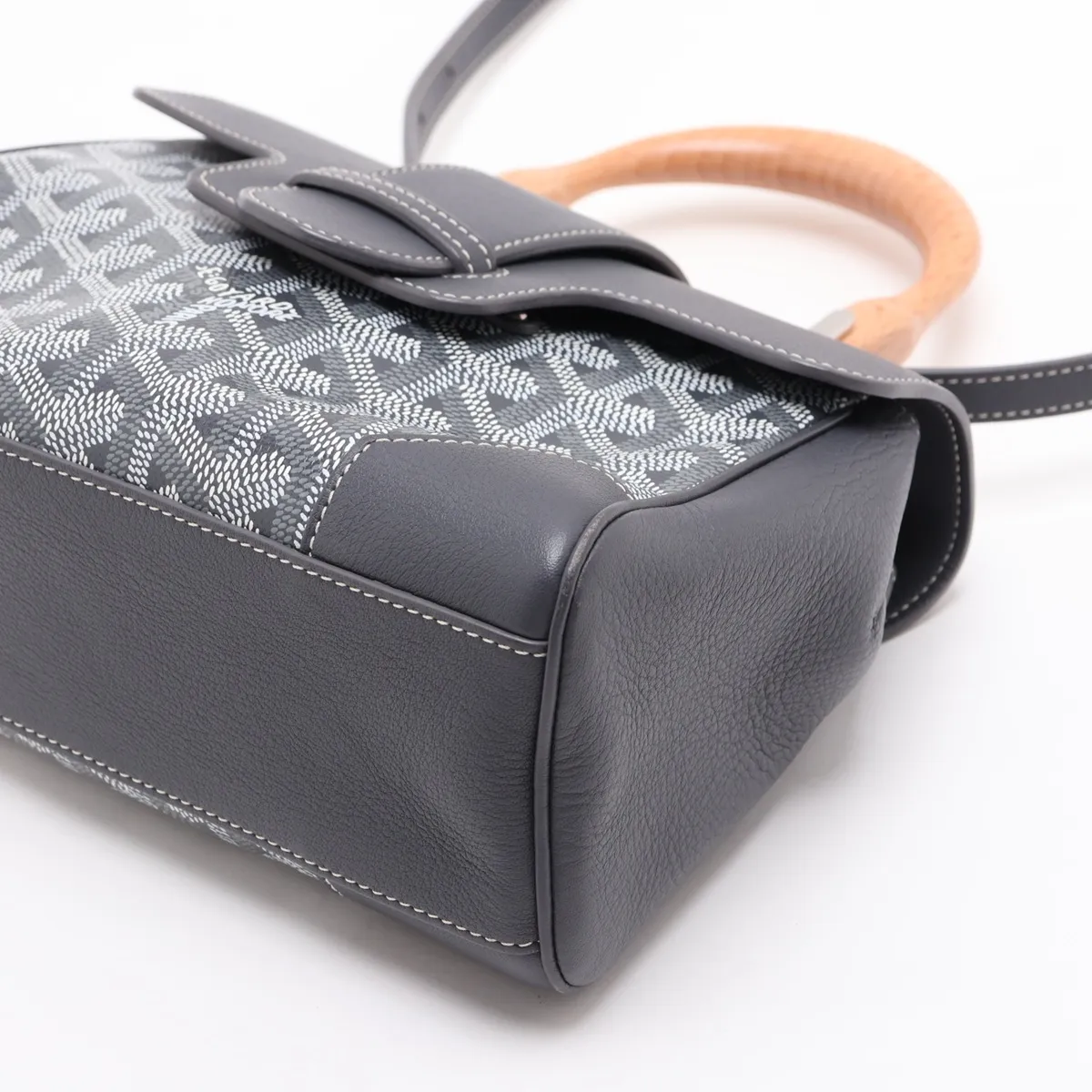 Saigon Mini PVC x Leather 2-Way Handbag, Gray — view 3