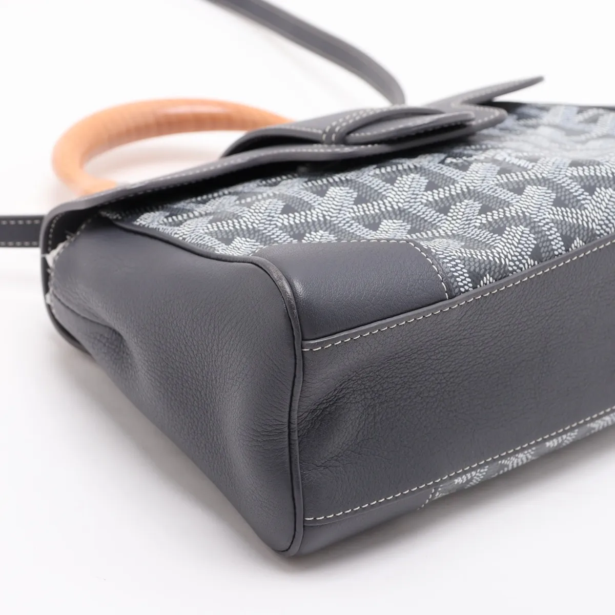 Saigon Mini PVC x Leather 2-Way Handbag, Gray — view 4