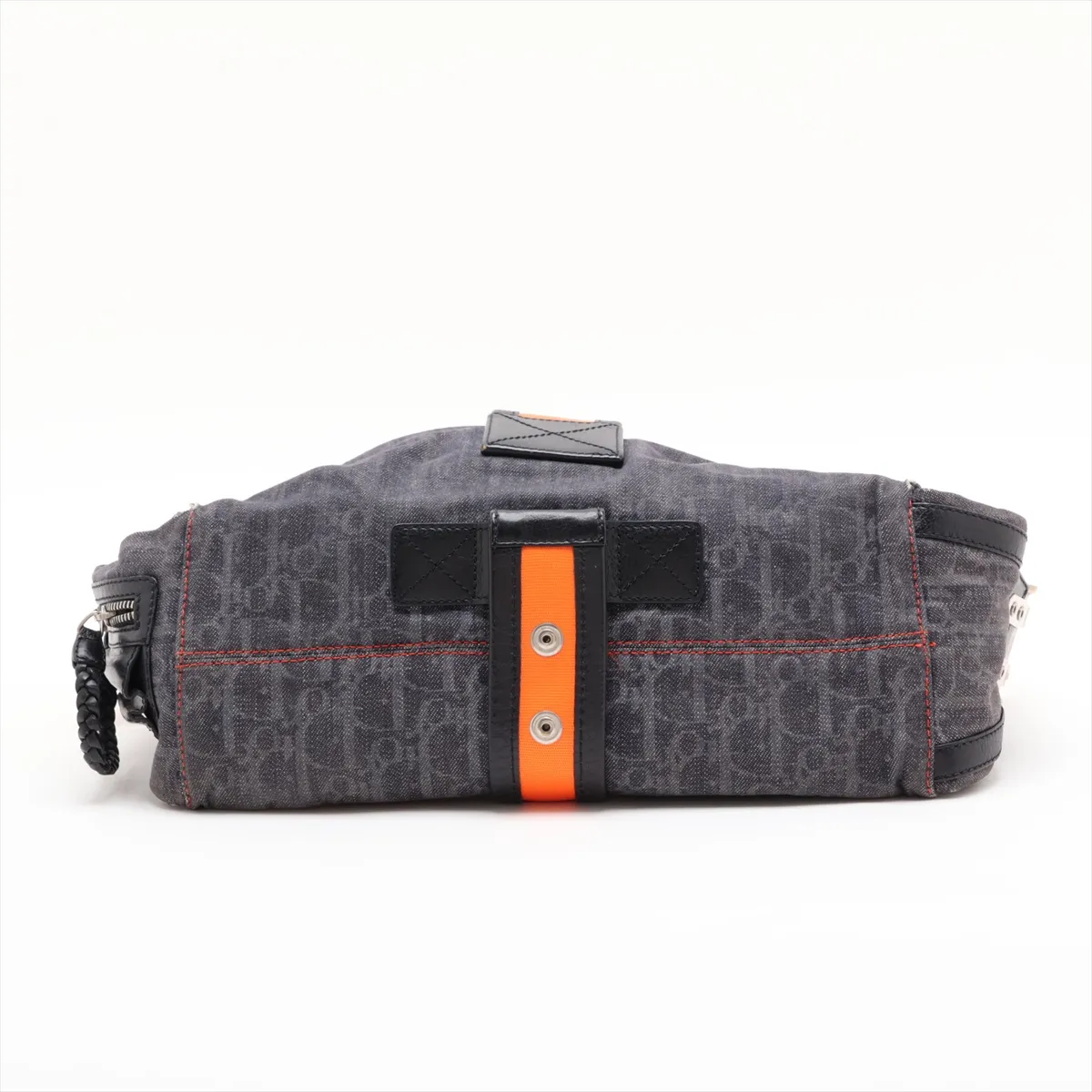Trotter Flightline Canvas x Leather Shoulder Bag Navy x Black x Orange — view 2
