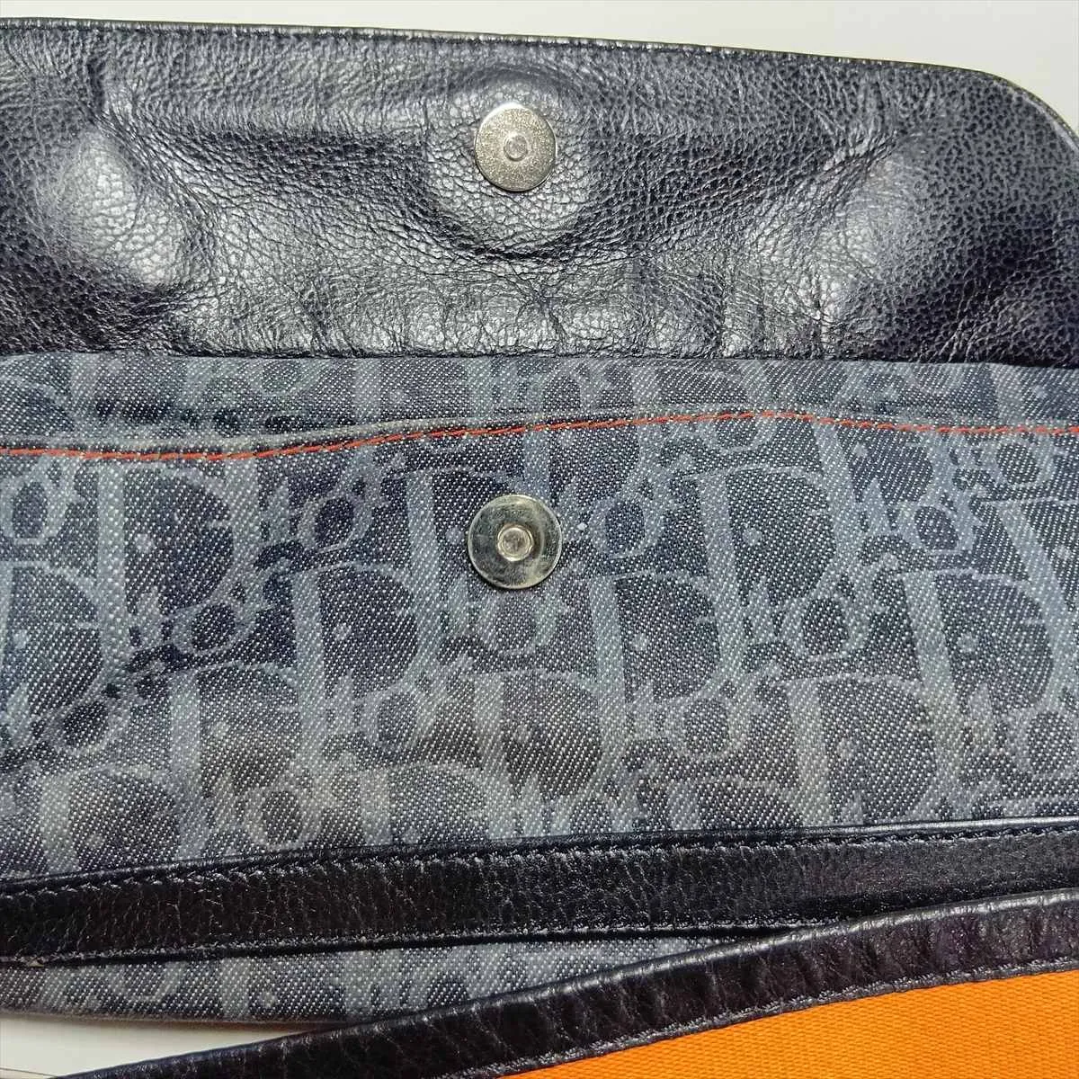 Trotter Flightline Canvas x Leather Shoulder Bag Navy x Black x Orange — view 11