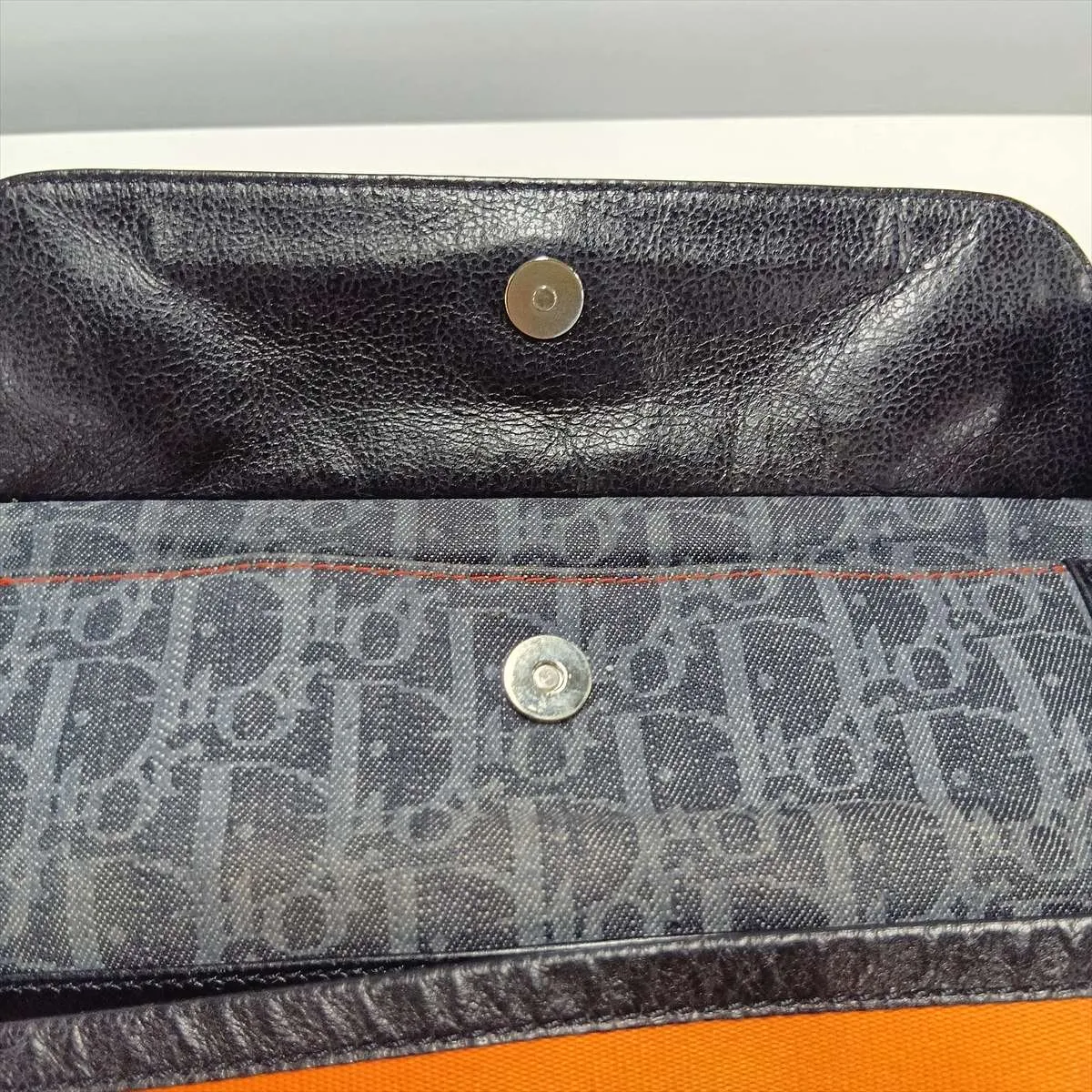 Trotter Flightline Canvas x Leather Shoulder Bag Navy x Black x Orange — view 13