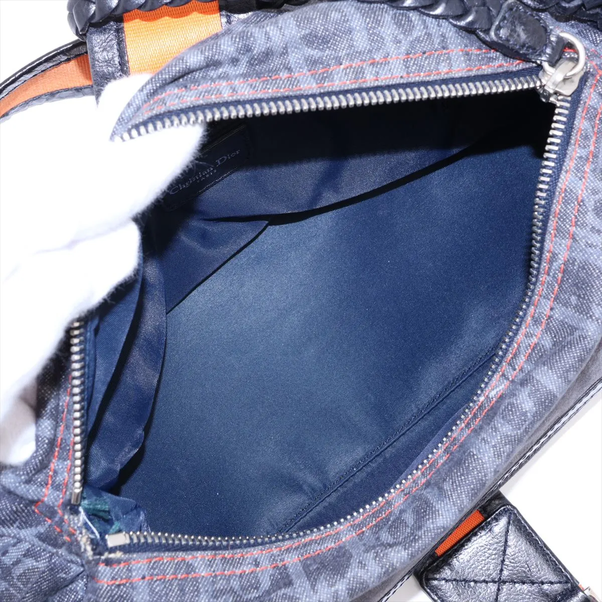Trotter Flightline Canvas x Leather Shoulder Bag Navy x Black x Orange — view 6