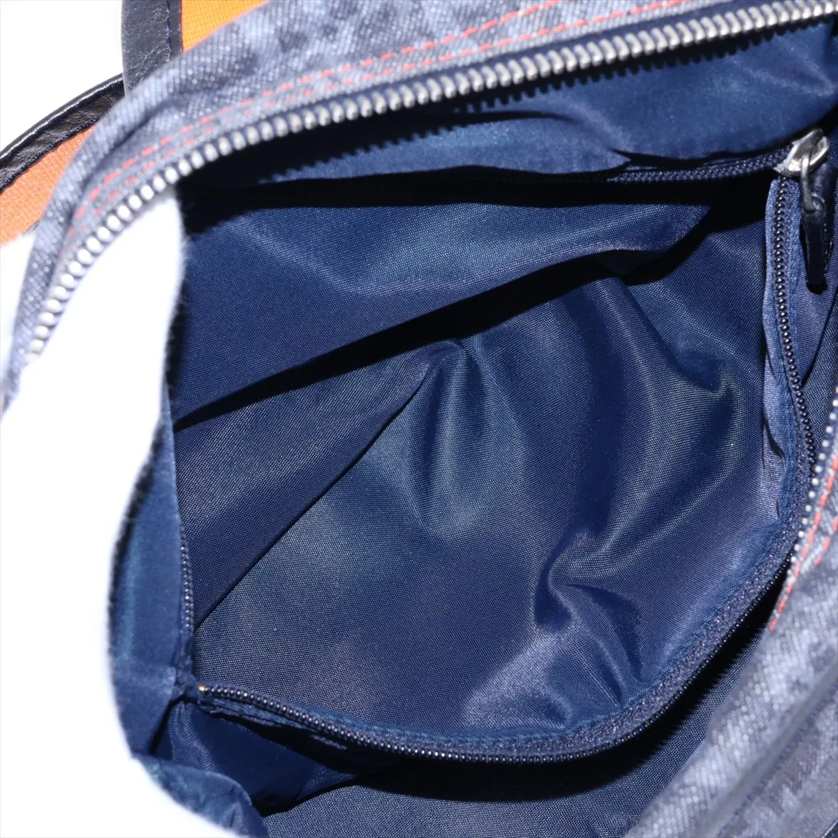Trotter Flightline Canvas x Leather Shoulder Bag Navy x Black x Orange — view 7