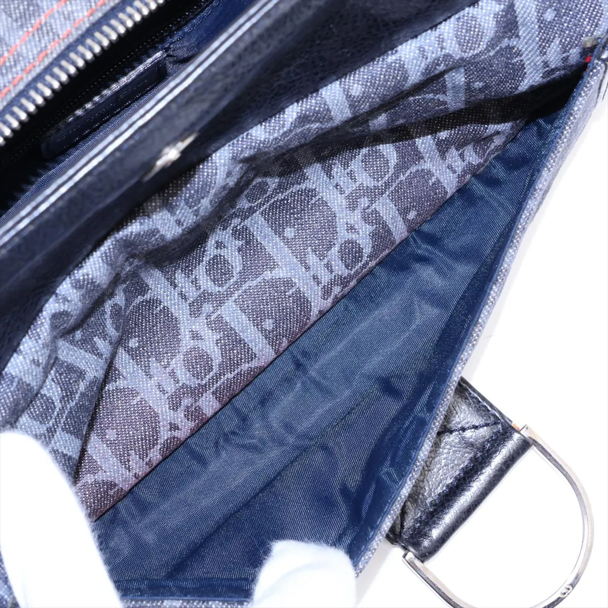 Trotter Flightline Canvas x Leather Shoulder Bag Navy x Black x Orange — view 8