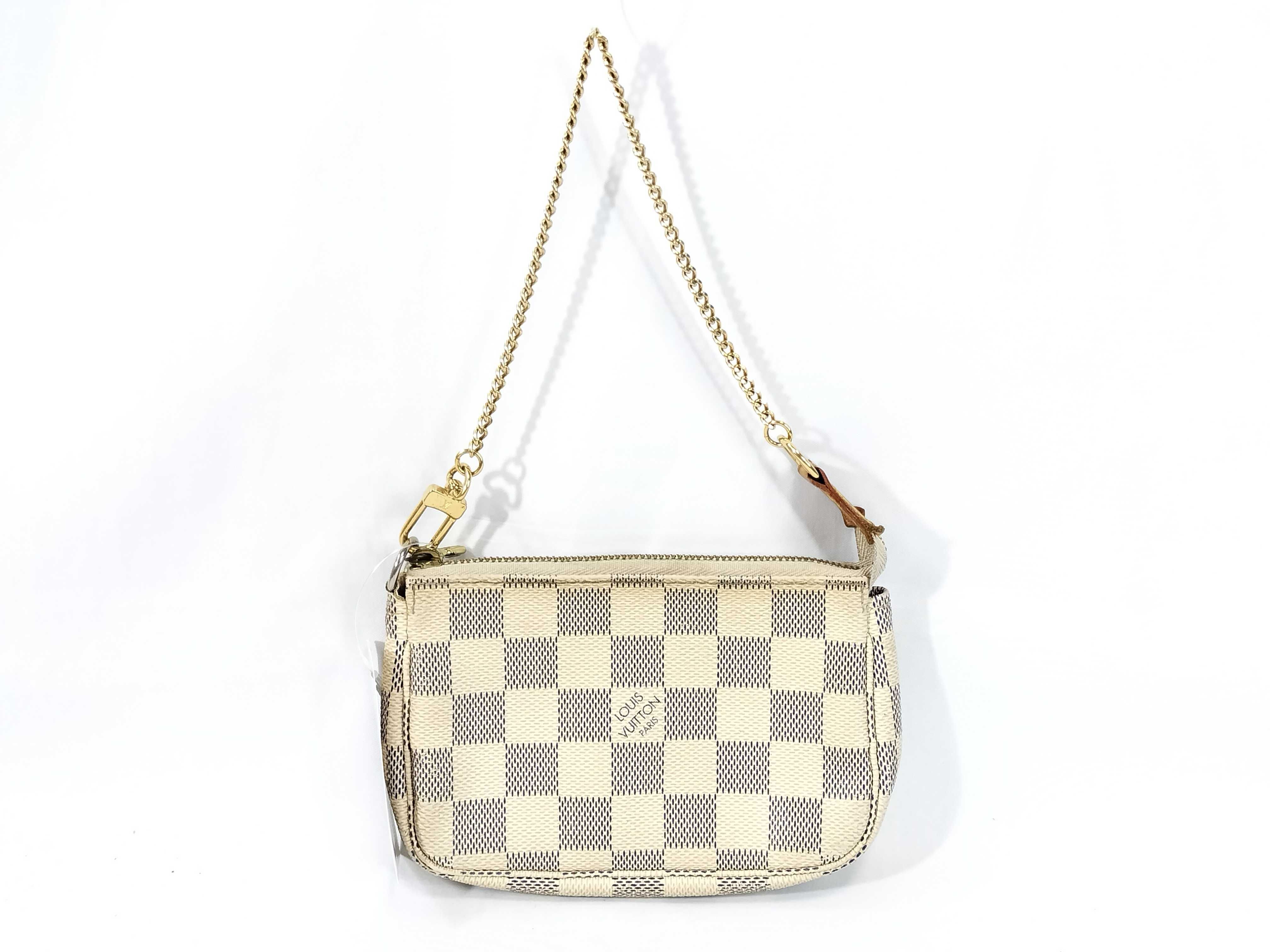 Damier Azur N58010 Mini Pochette Accessoires (Interior stains present) Handbag
