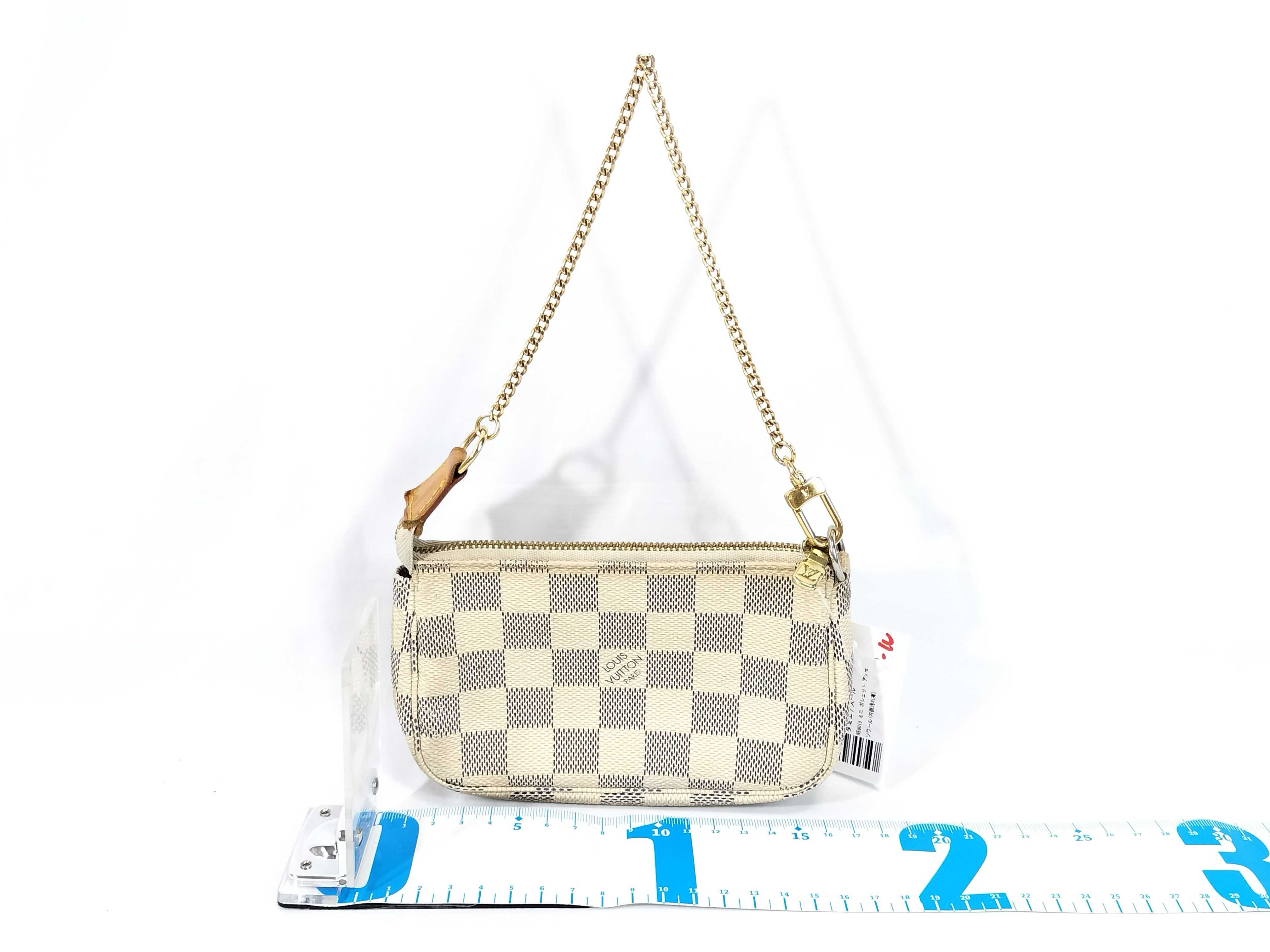 Damier Azur N58010 Mini Pochette Accessoires (Interior stains present) Handbag — view 2