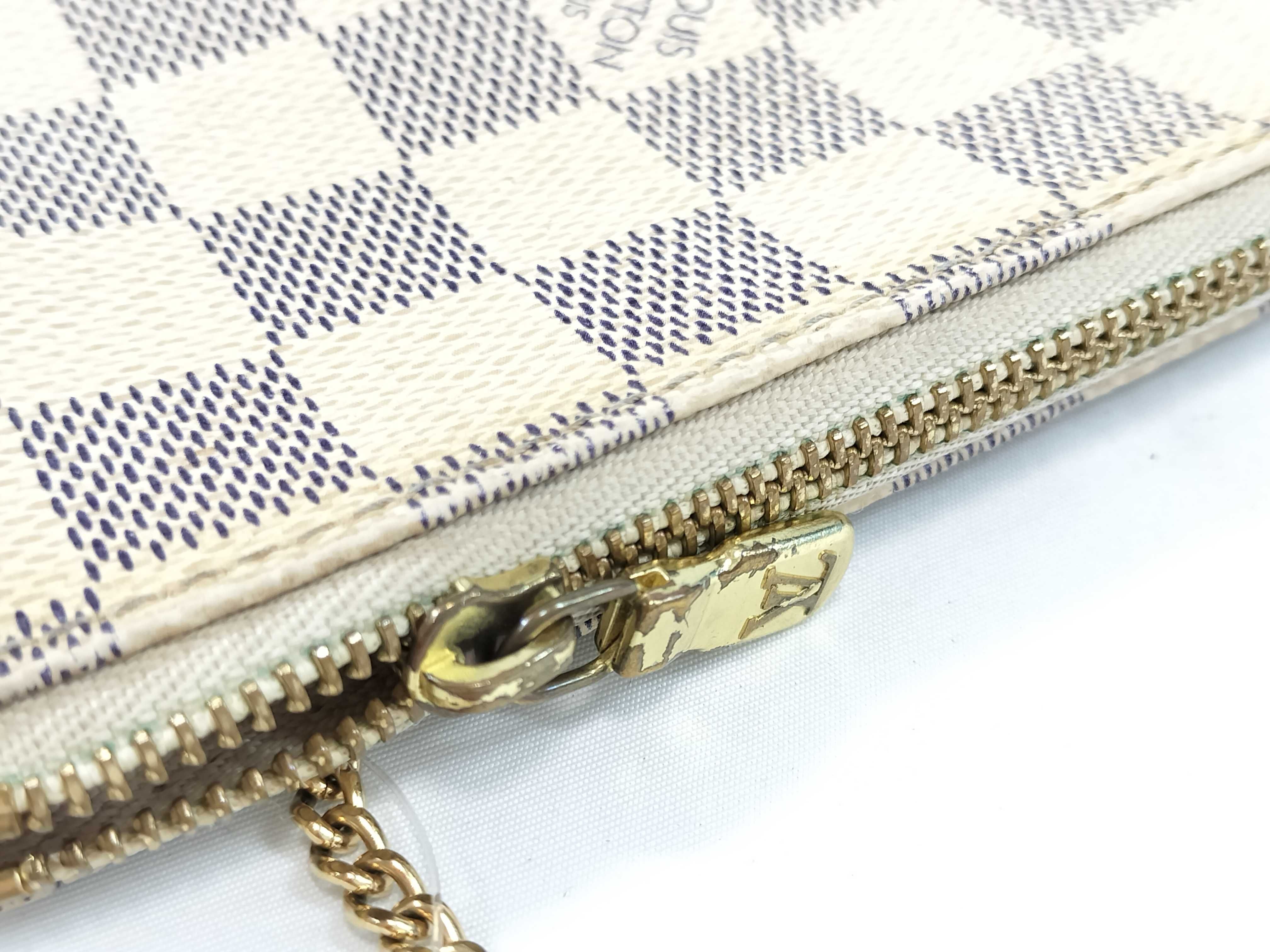Damier Azur N58010 Mini Pochette Accessoires (Interior stains present) Handbag — view 13