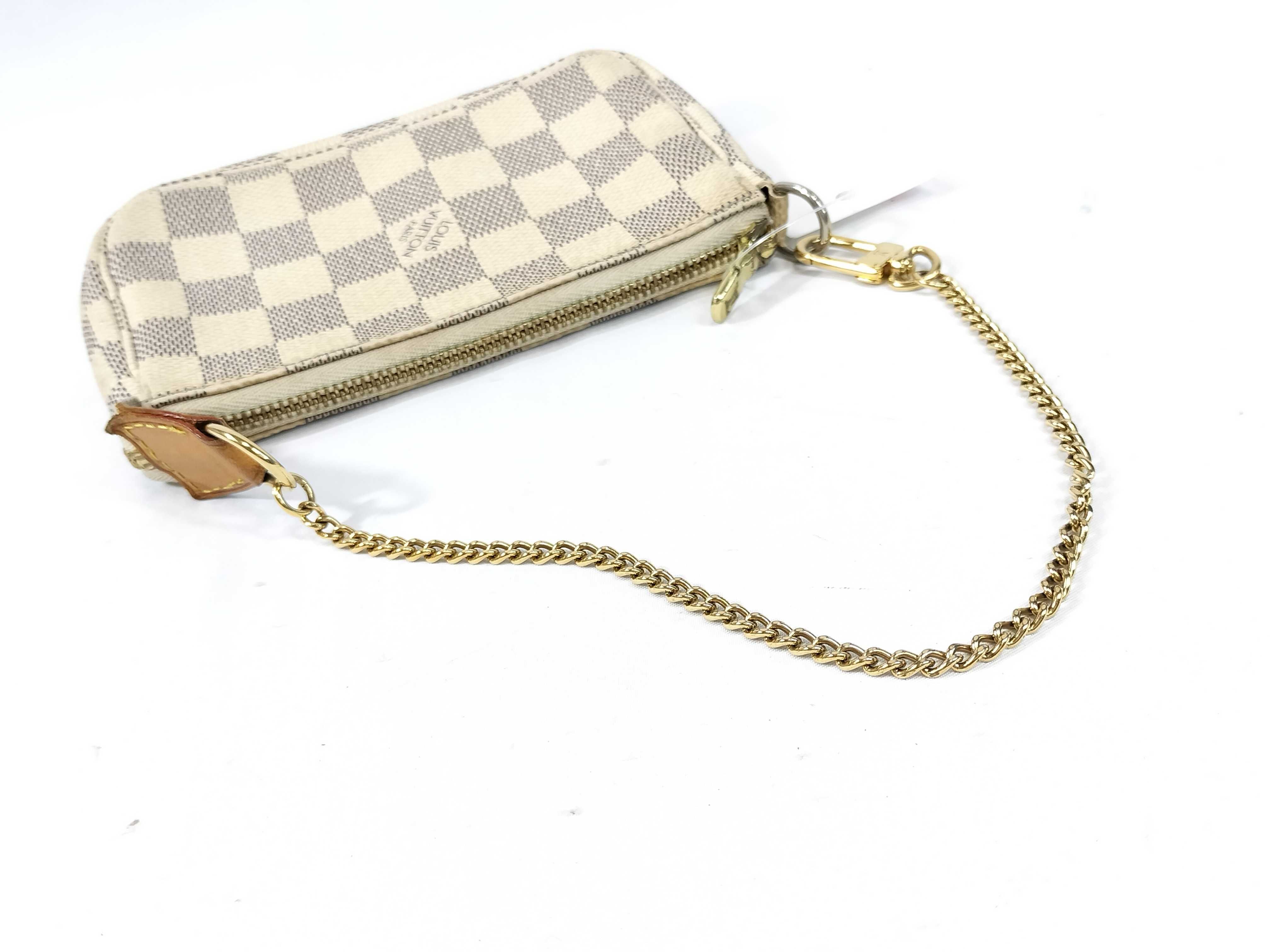 Damier Azur N58010 Mini Pochette Accessoires (Interior stains present) Handbag — view 3