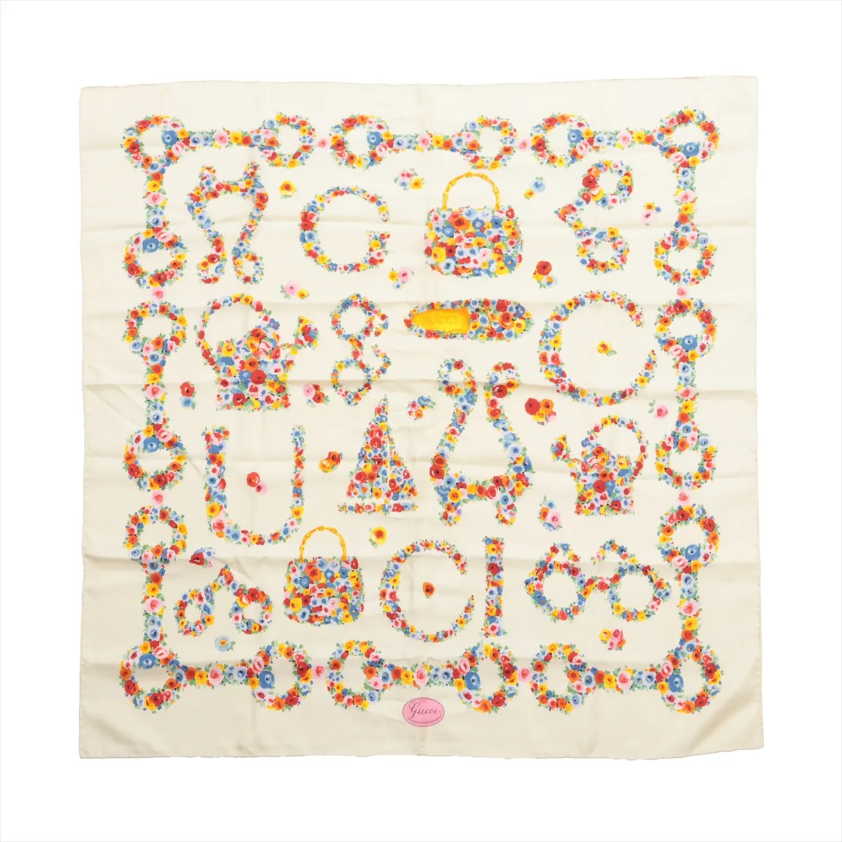 scarf, silk, ivory,