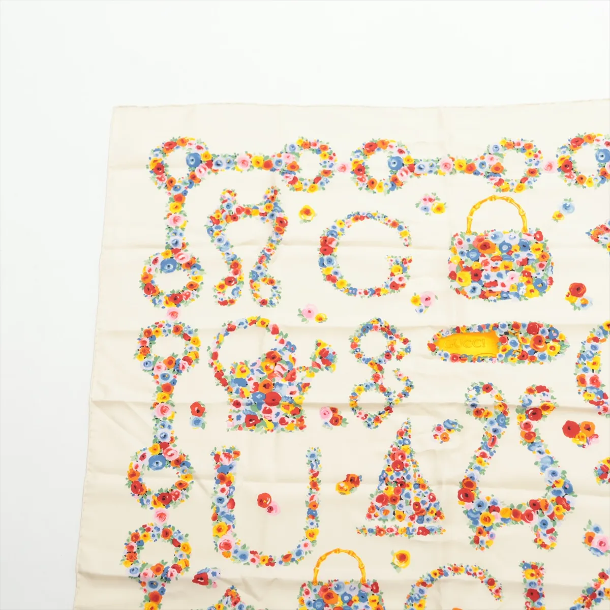 scarf, silk, ivory, — view 2