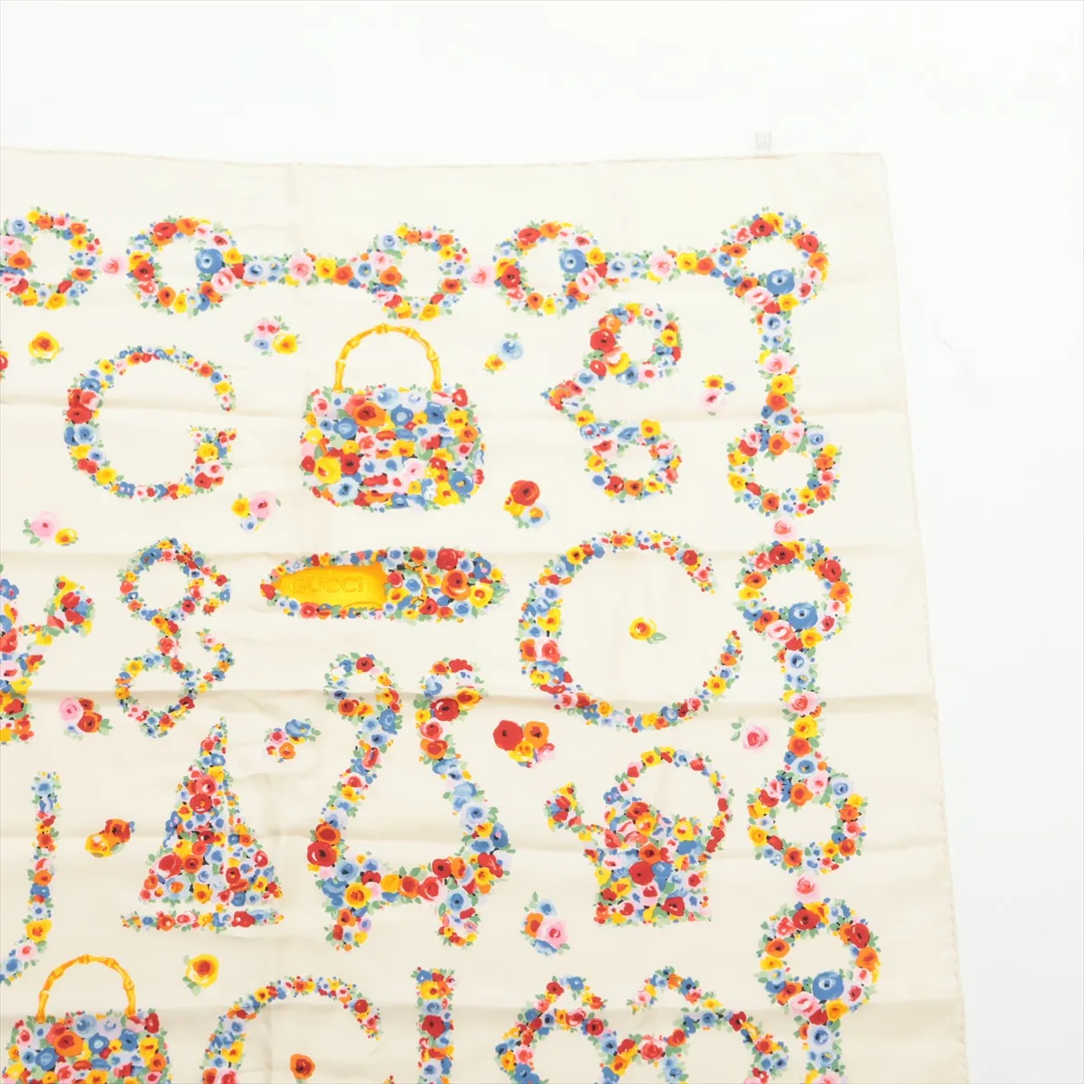 scarf, silk, ivory, — view 3