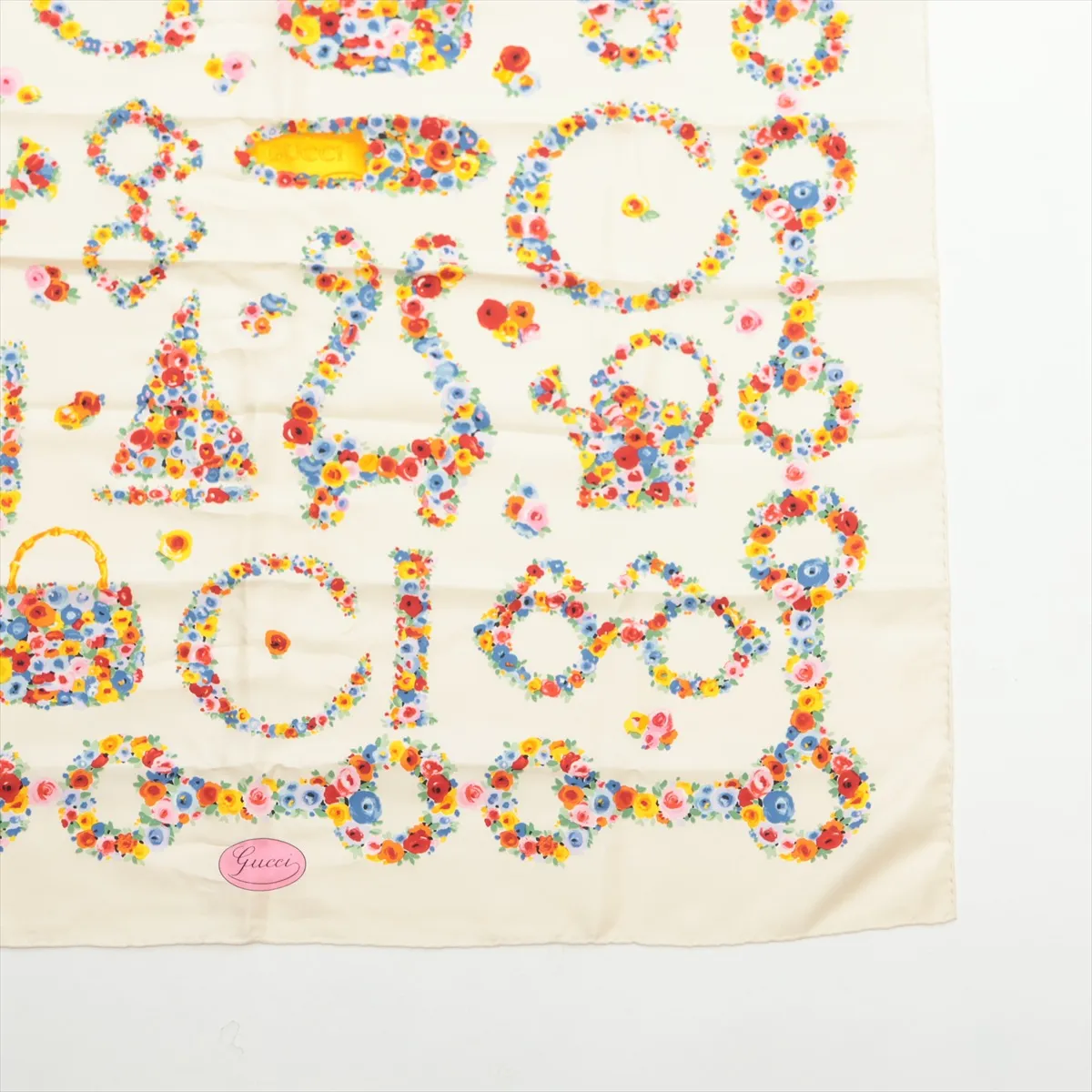 scarf, silk, ivory, — view 4