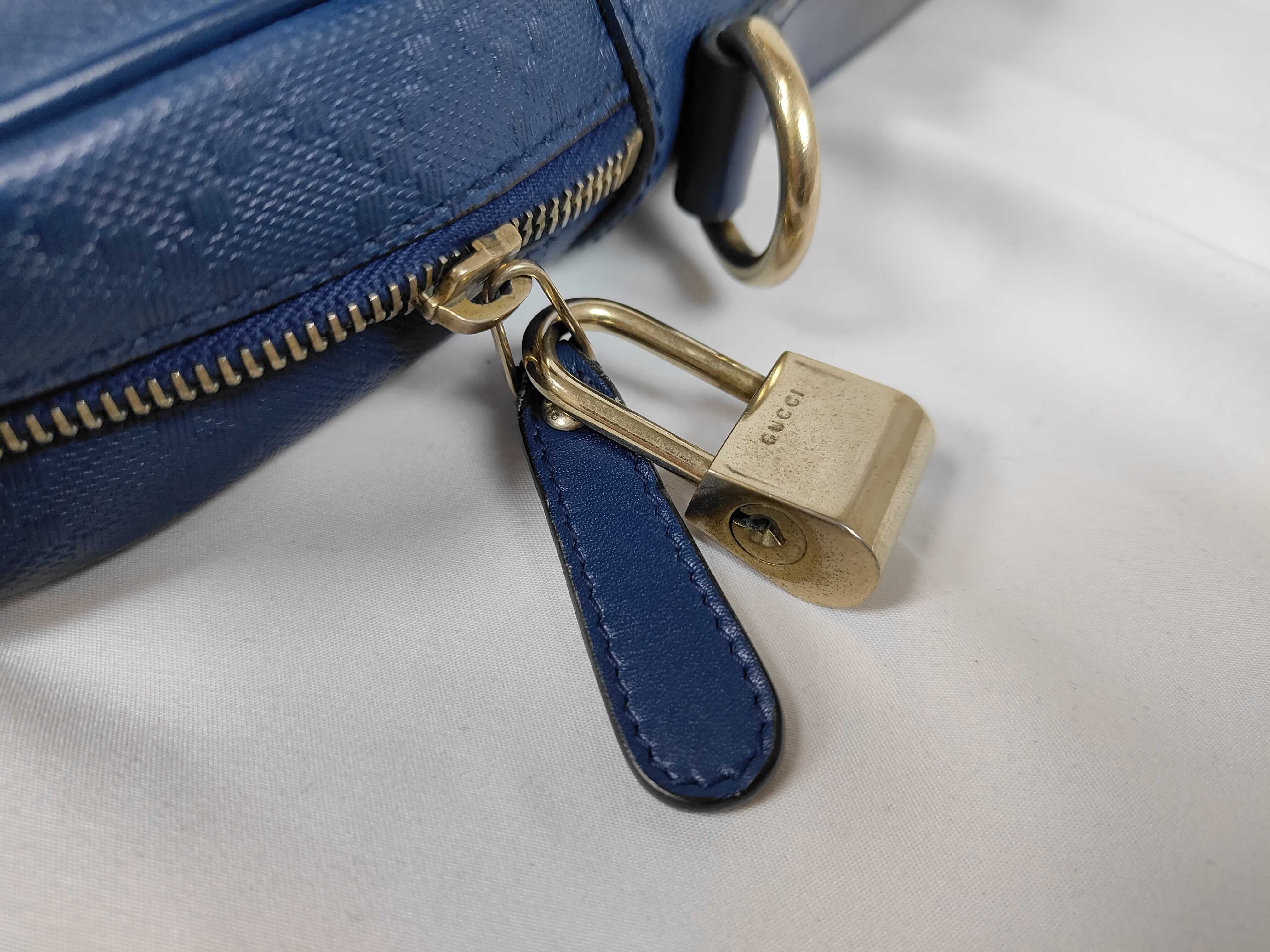 Diamante Leather 2-Way Business Bag, Navy — view 15