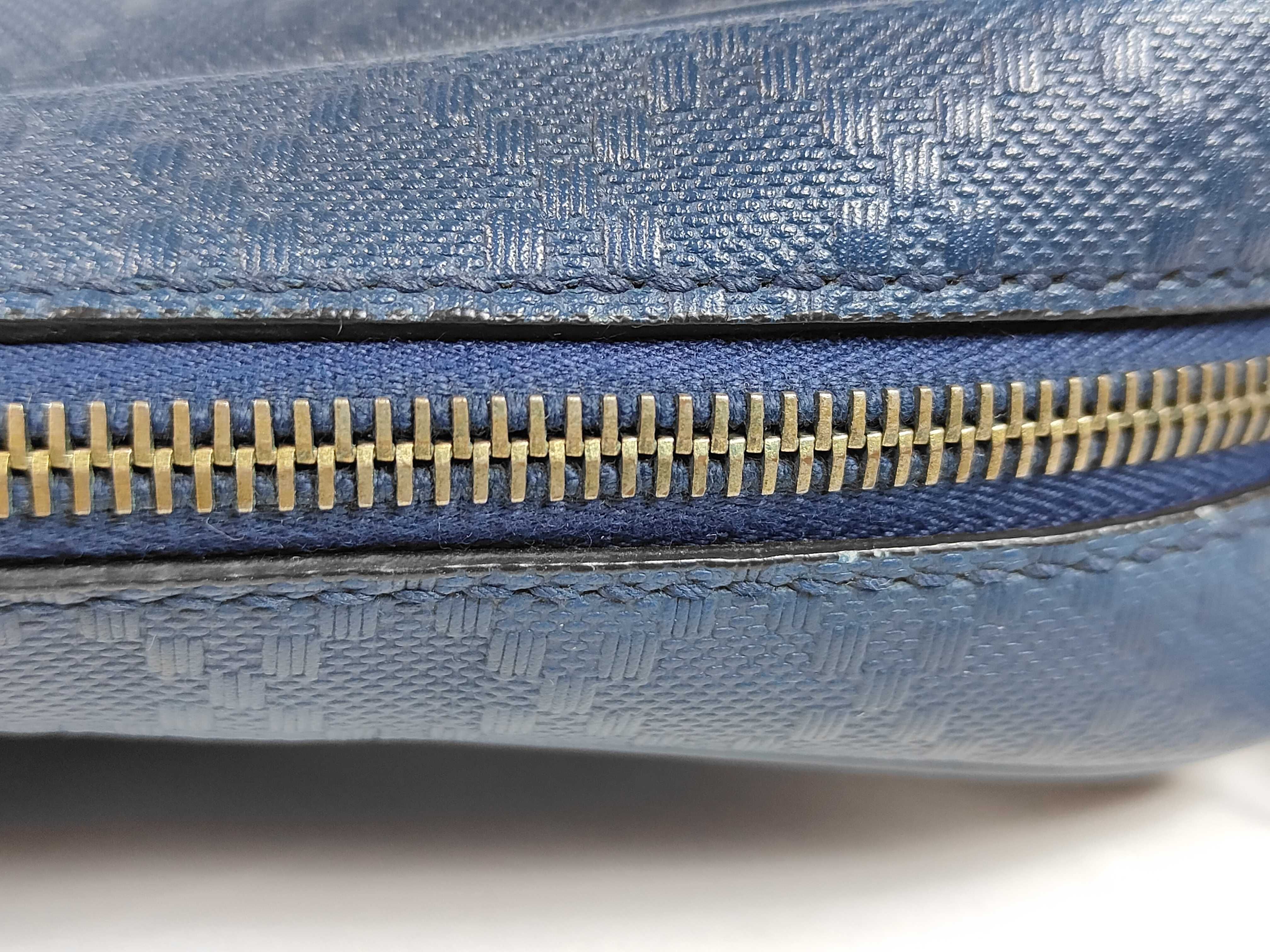 Diamante Leather 2-Way Business Bag, Navy — view 6