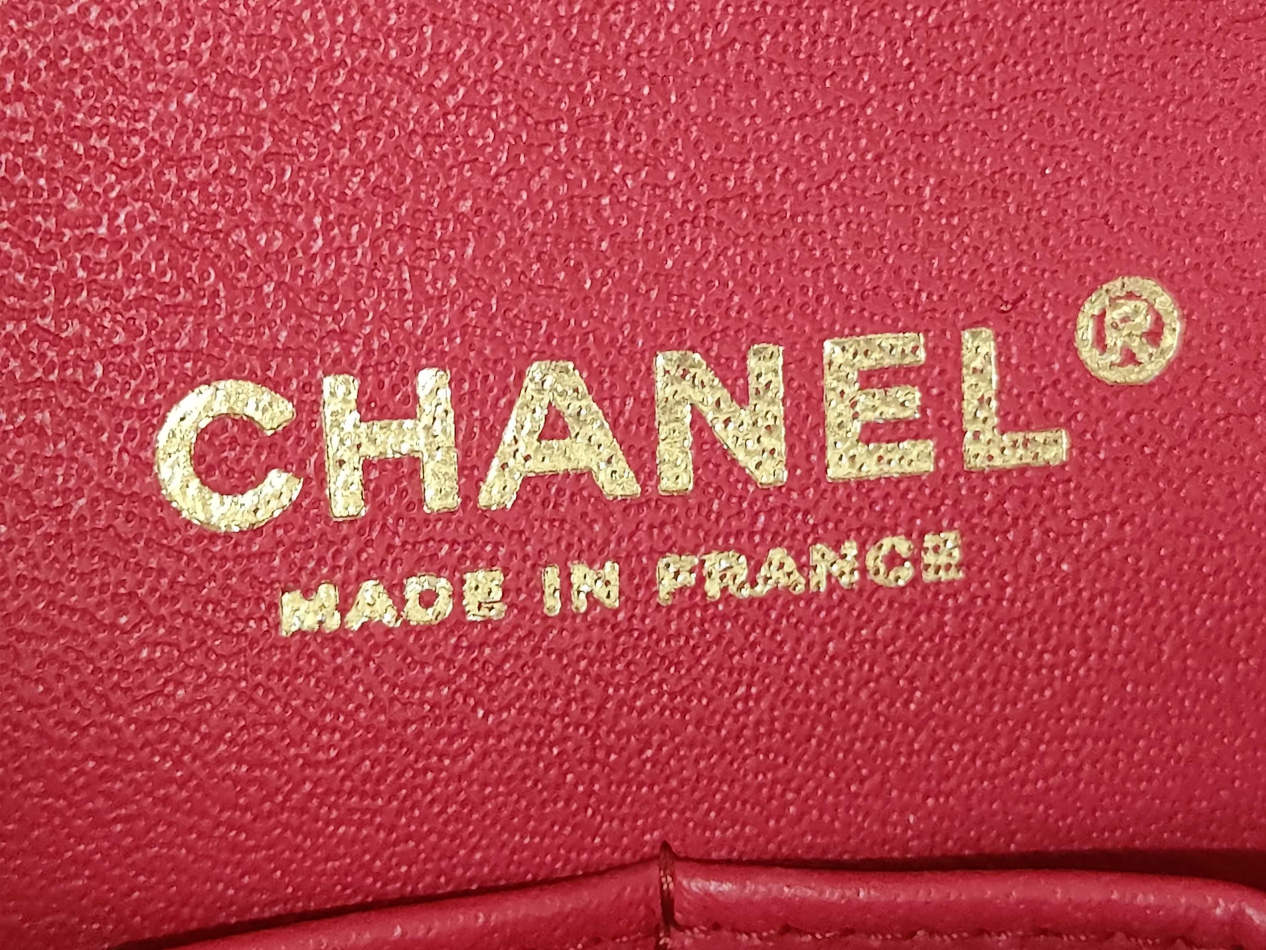 Matelassé Double Flap Chain Shoulder Bag, Red Lambskin, Gold Hardware. — view 12