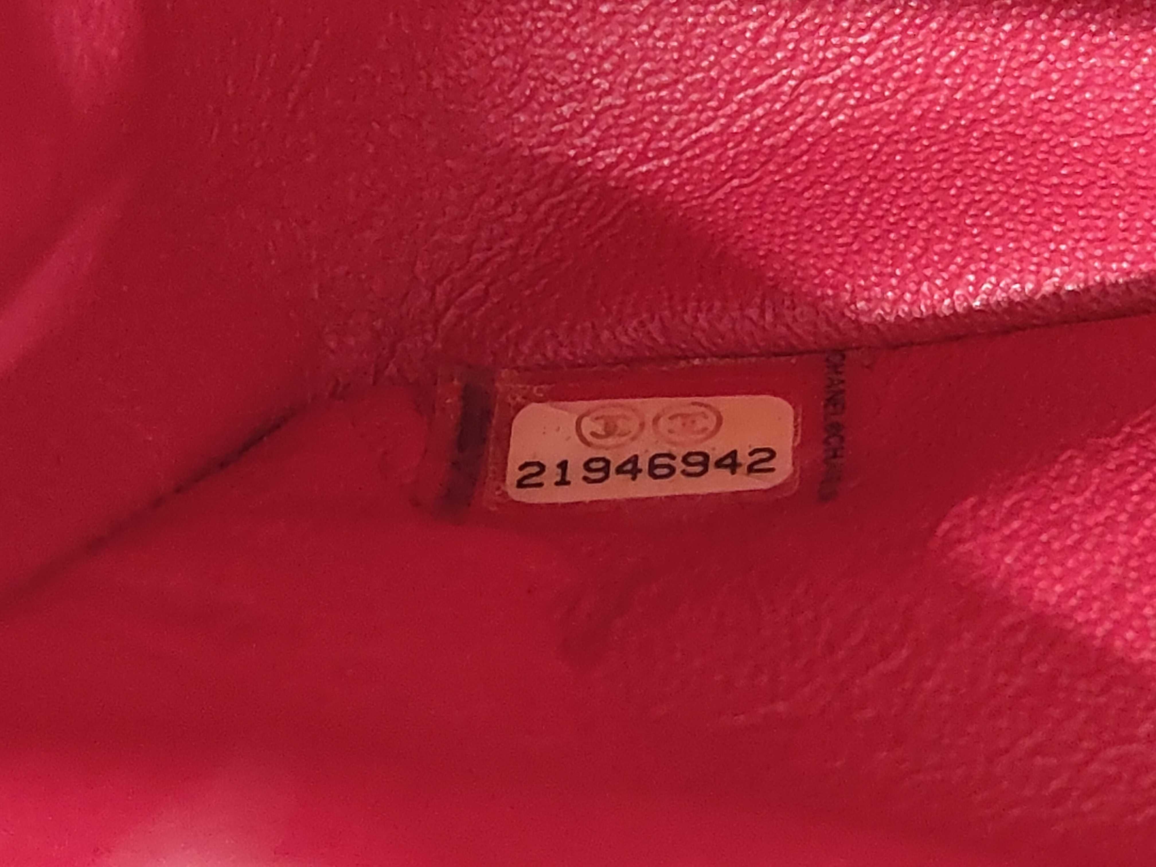 Matelassé Double Flap Chain Shoulder Bag, Red Lambskin, Gold Hardware. — view 13