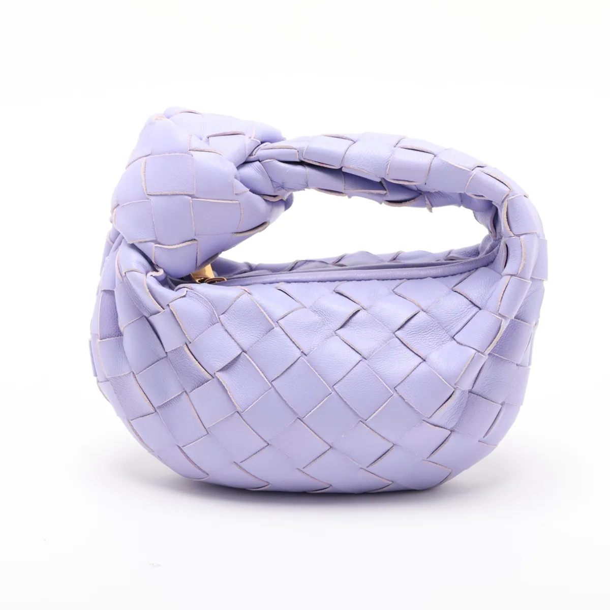 Intrecciato Mini Jodie Leather Handbag, Purple — view 2