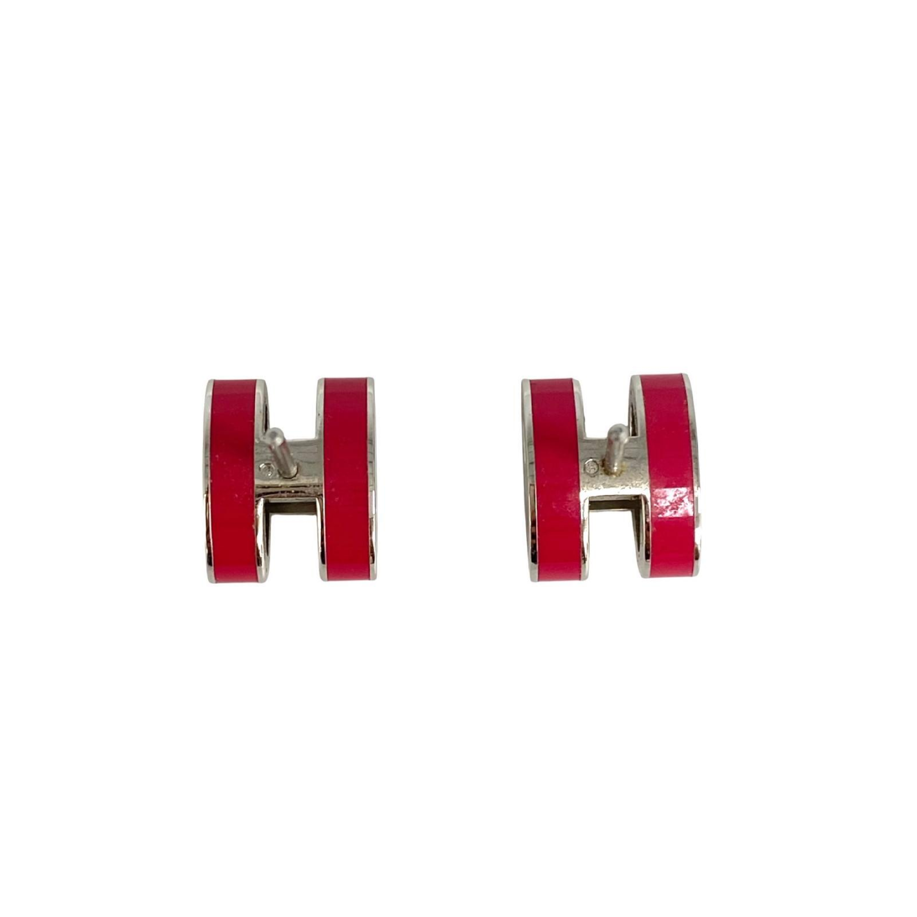 【*Shipped from: Hong Kong*】HERMES ( ) Pink Palladium Plated Metal Pop H Earrings — view 2