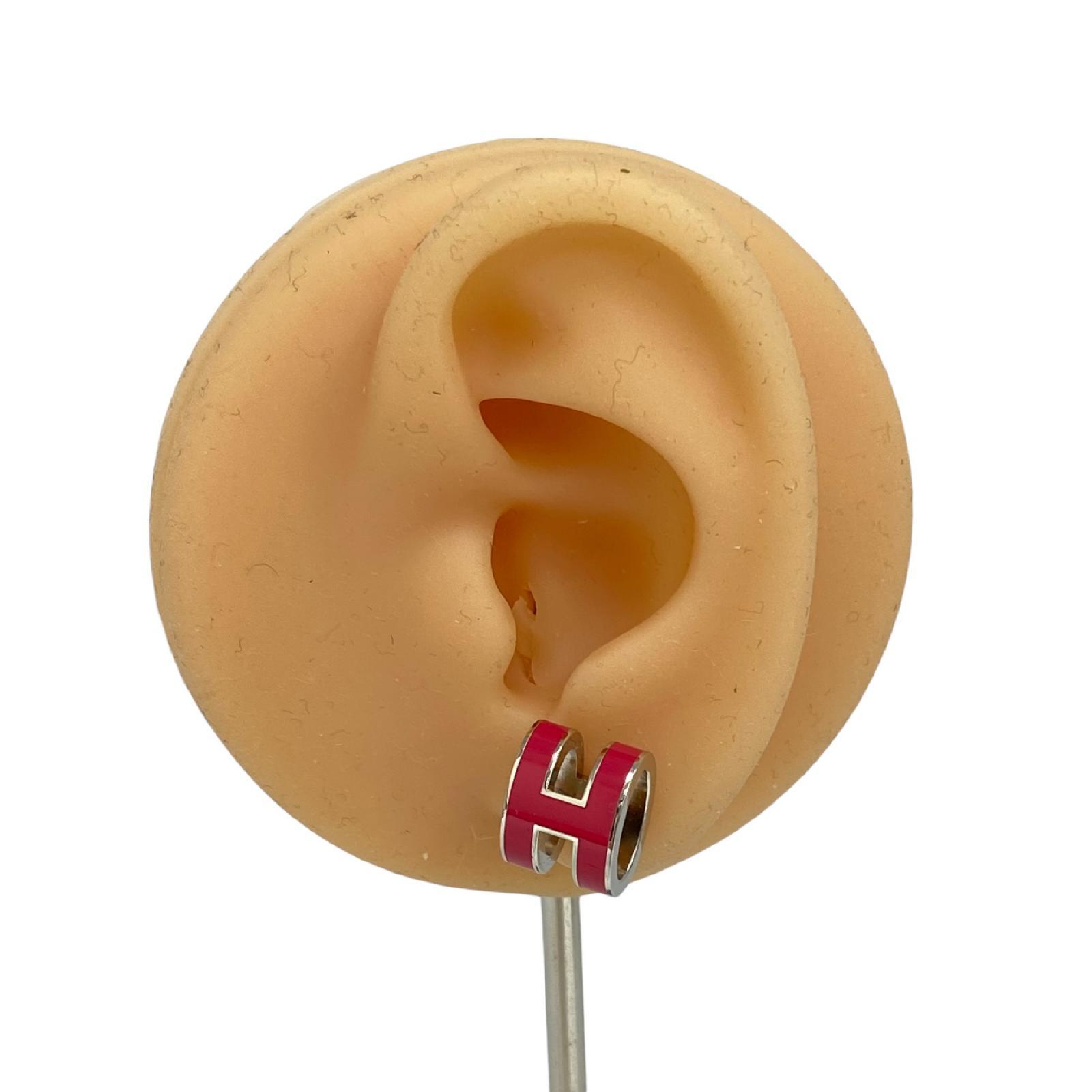 【*Shipped from: Hong Kong*】HERMES ( ) Pink Palladium Plated Metal Pop H Earrings — view 3