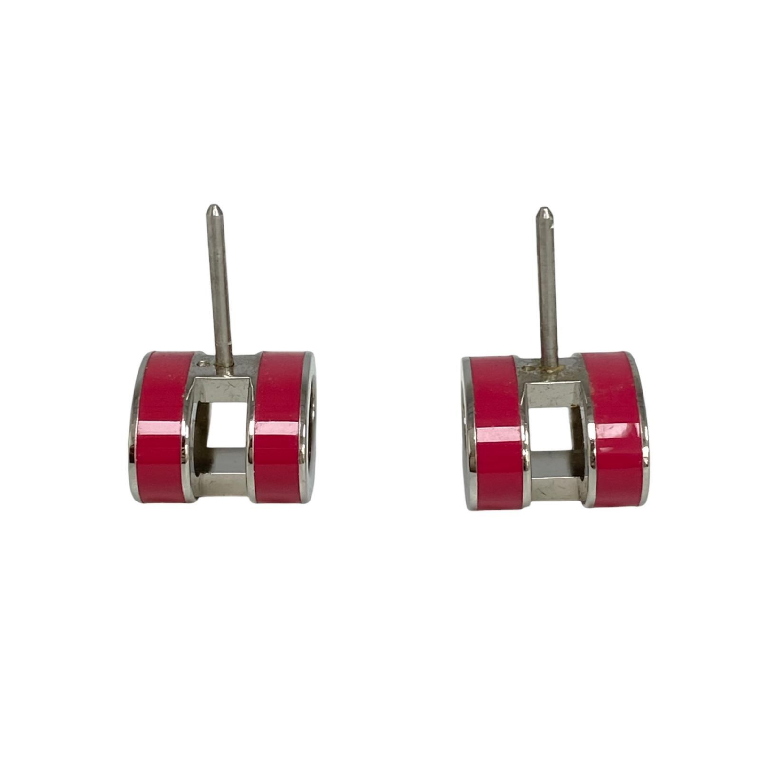 【*Shipped from: Hong Kong*】HERMES ( ) Pink Palladium Plated Metal Pop H Earrings — view 4