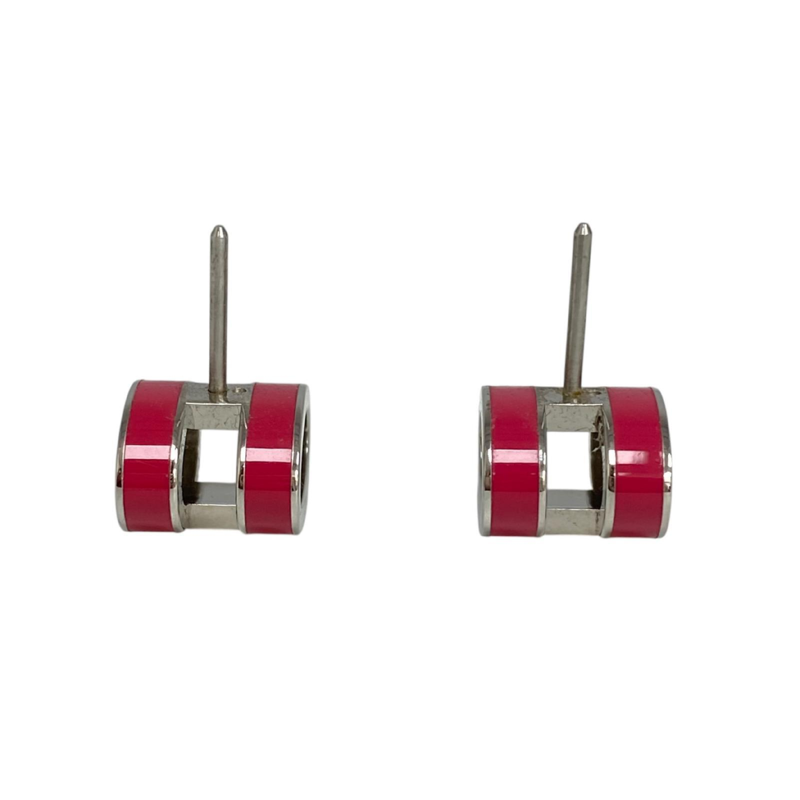 【*Shipped from: Hong Kong*】HERMES ( ) Pink Palladium Plated Metal Pop H Earrings — view 5
