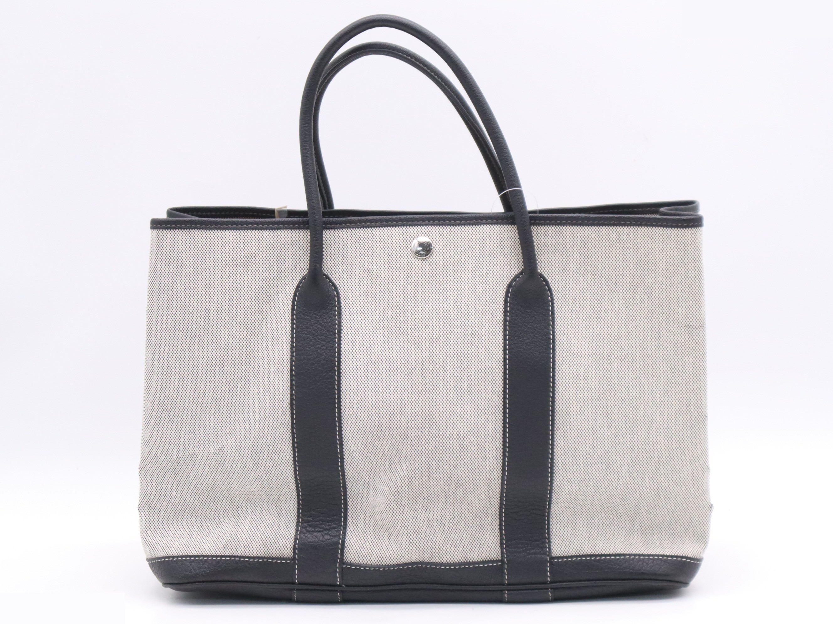 Toile H/Leather Garden Party MM Black White SV Hardware — view 2