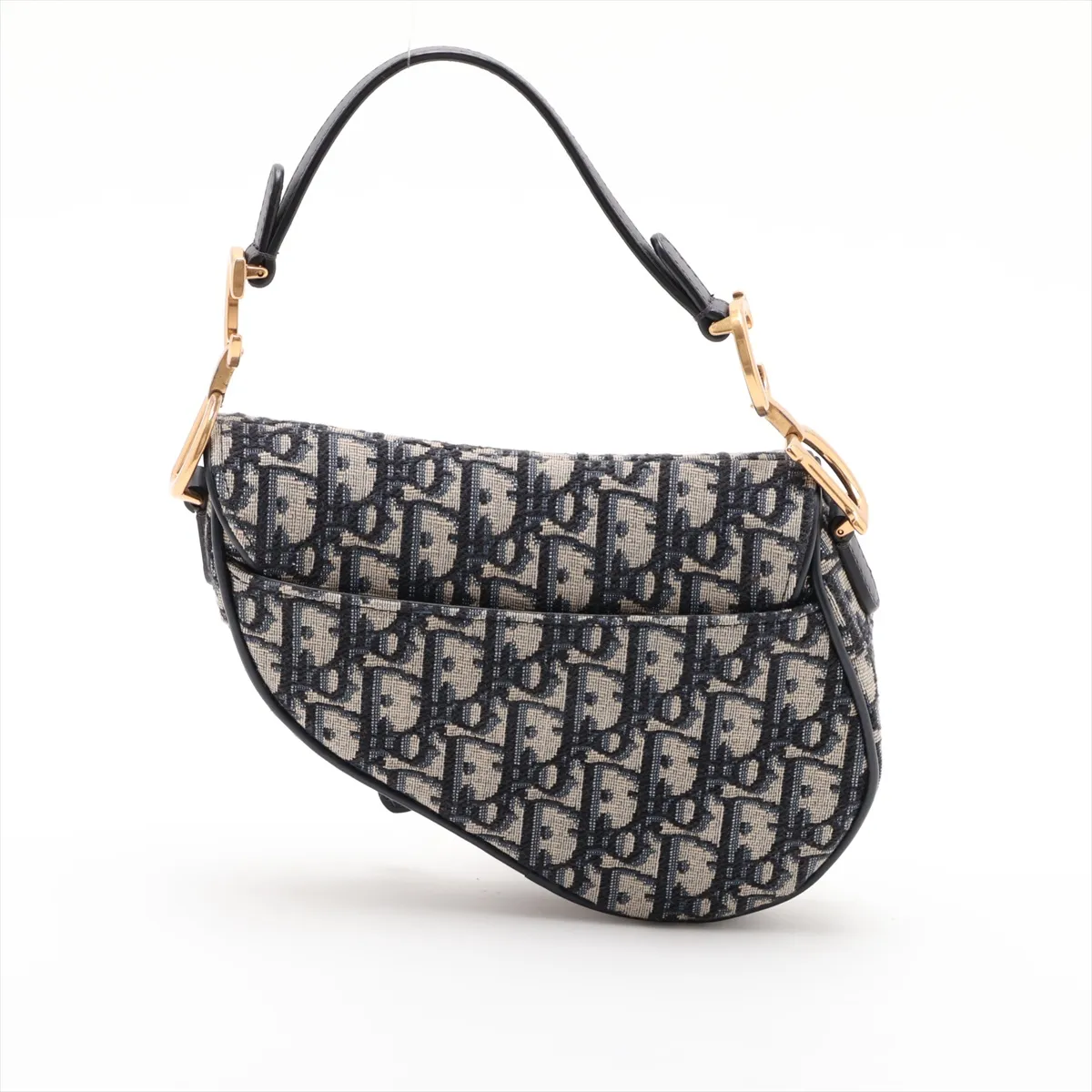 Oblique Saddle Bag, Canvas x Leather, 2-Way Shoulder Bag, Navy — view 2