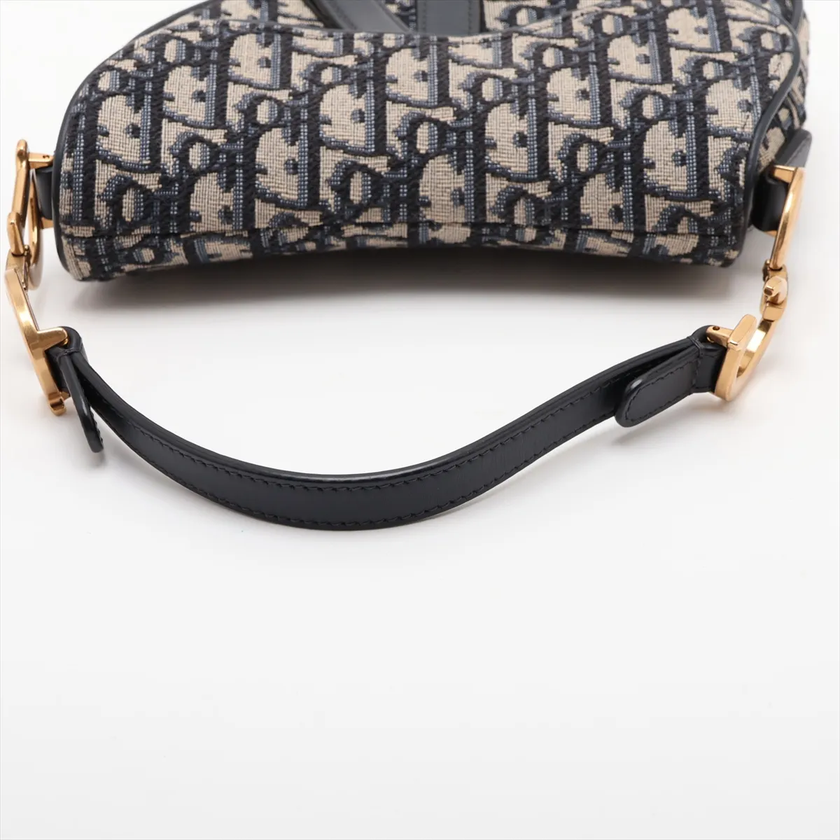 Oblique Saddle Bag, Canvas x Leather, 2-Way Shoulder Bag, Navy — view 5