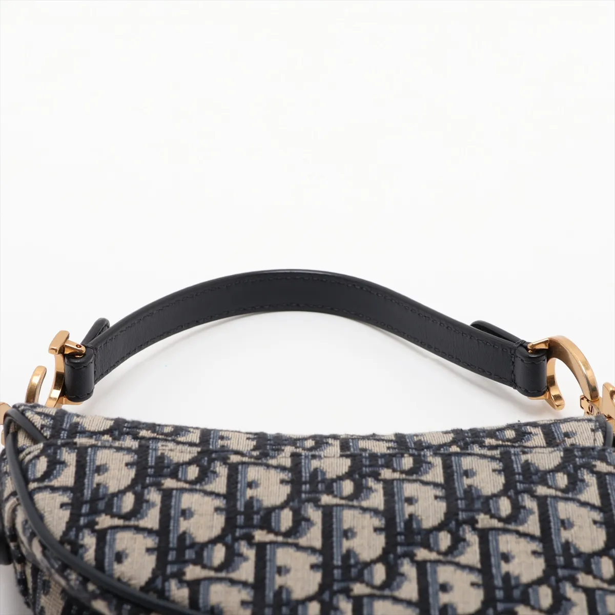 Oblique Saddle Bag, Canvas x Leather, 2-Way Shoulder Bag, Navy — view 6