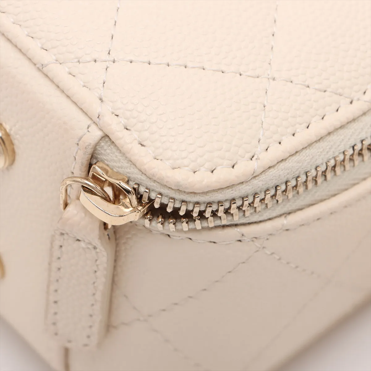 Matelasse Caviar Skin 2WAY Shoulder Bag Top Handle Beige Gold Hardware UG2N1CG0 Random Serial — view 10