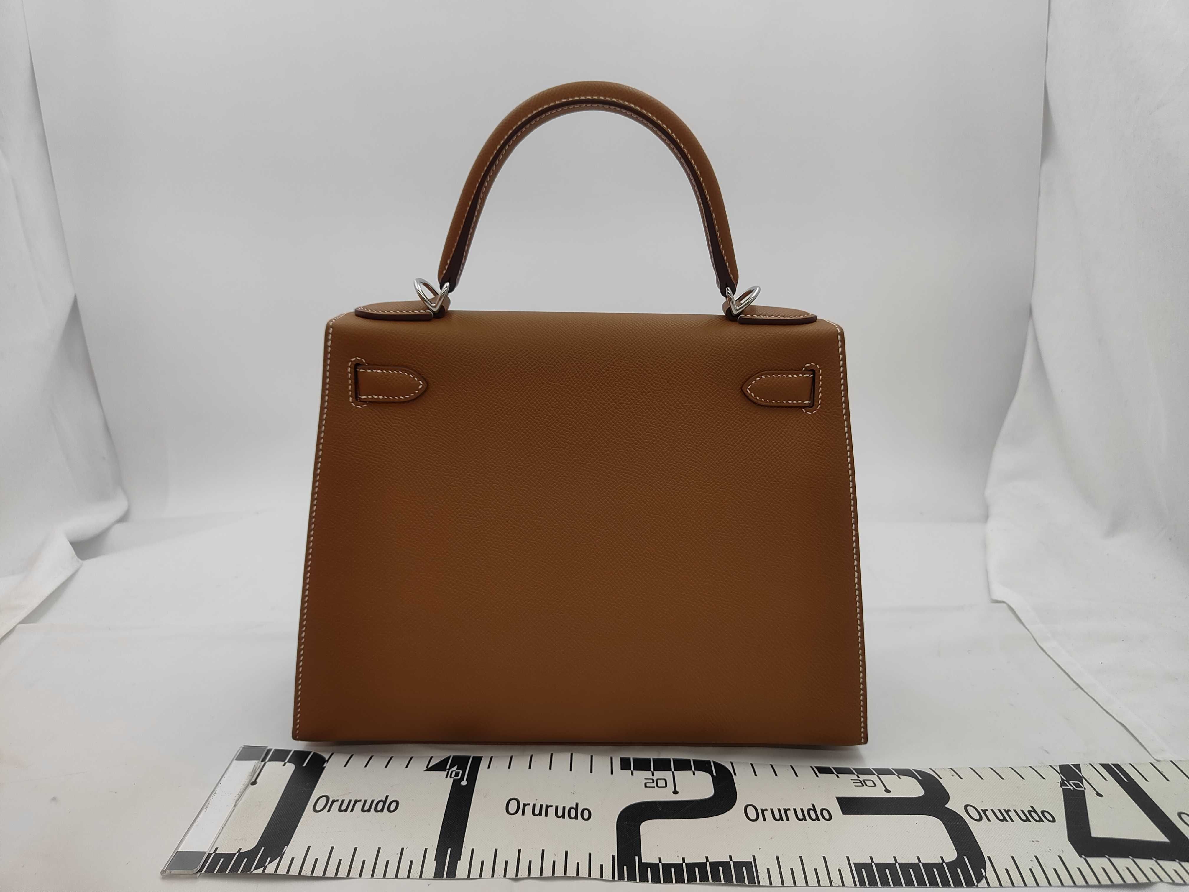 Kelly 28 Gold Hardware Epsom Leather Handbag with Gold Stamp — view 2