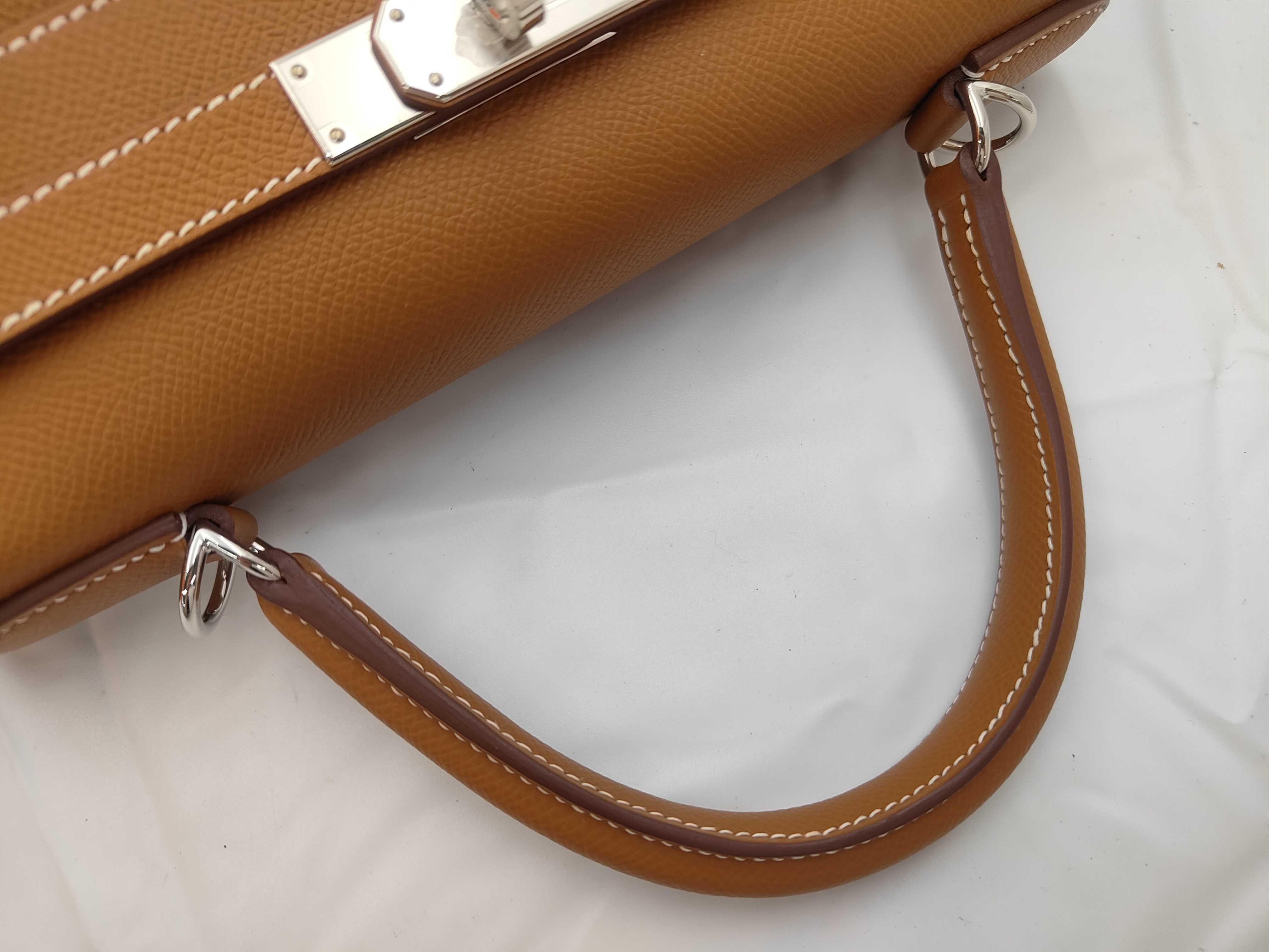 Kelly 28 Gold Hardware Epsom Leather Handbag with Gold Stamp — view 3