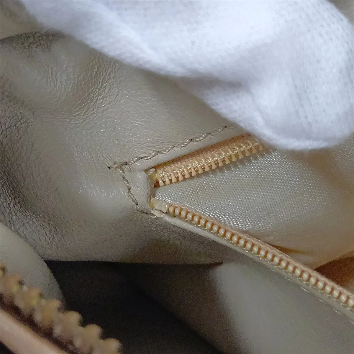 Matelassé Lambskin Shoulder Bag with Fringe, Beige, Gold Hardware, Item No. 1729345 — view 11