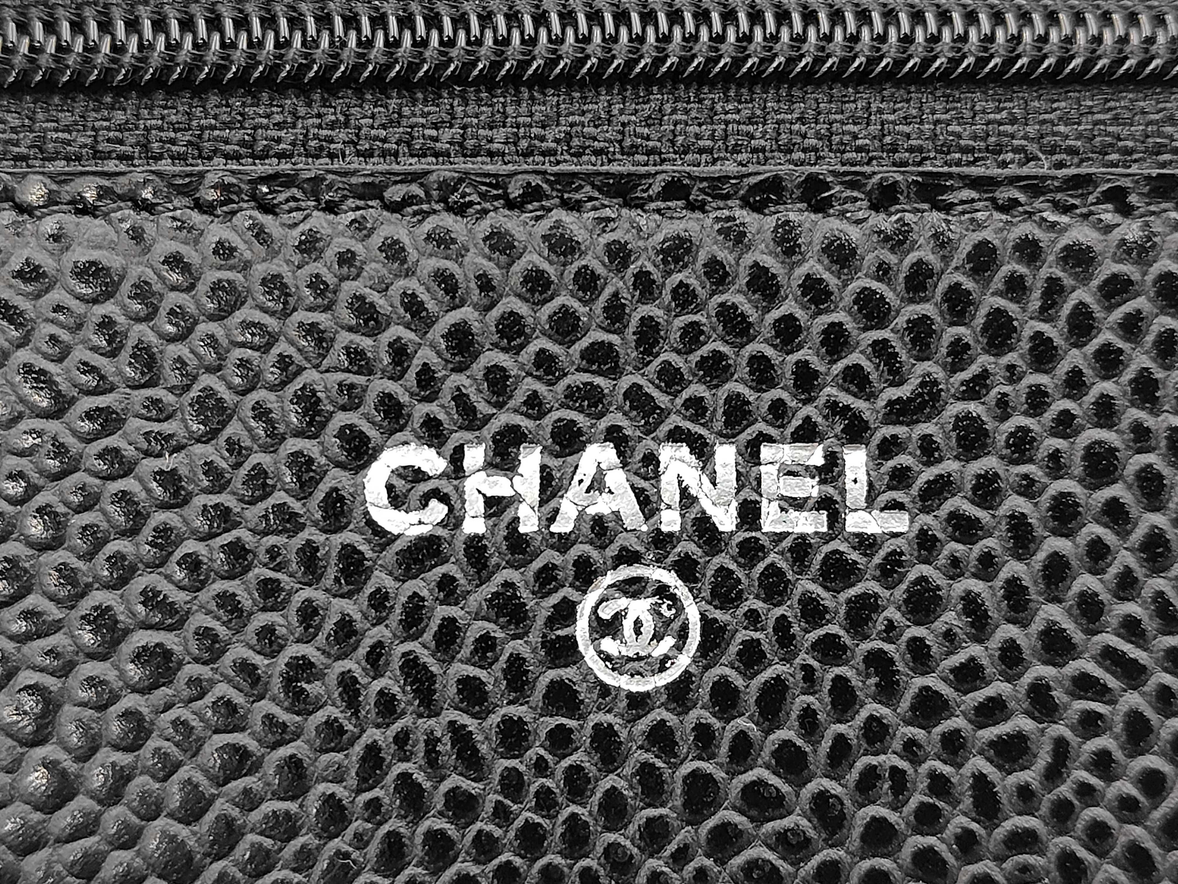 Caviar Skin Chain Wallet Chain Shoulder Bag Black (Serial Number 19) — view 11