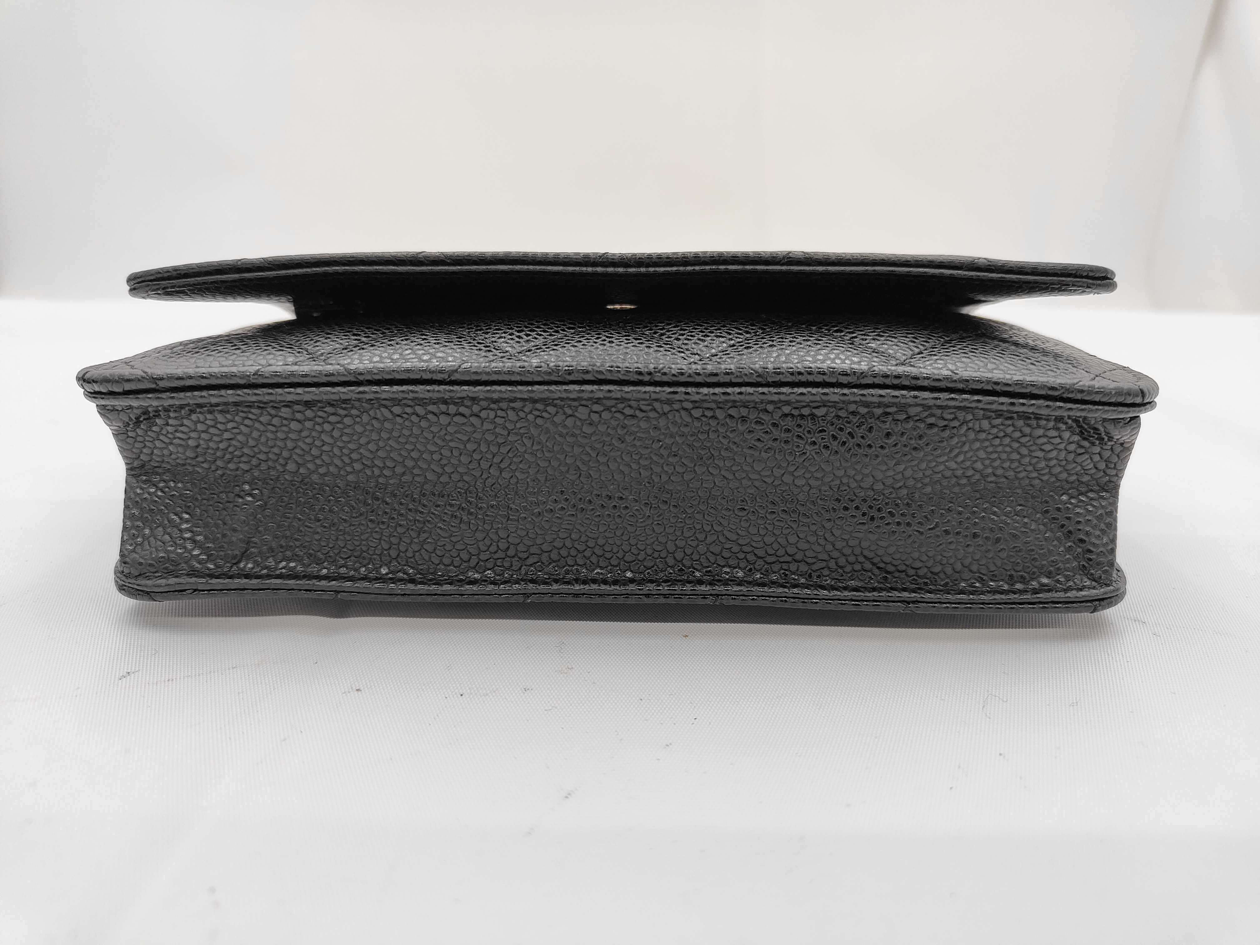 Caviar Skin Chain Wallet Chain Shoulder Bag Black (Serial Number 19) — view 5