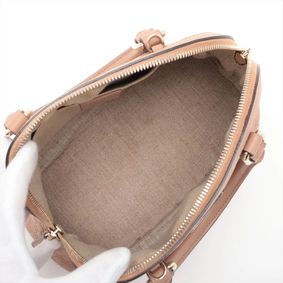 Microguccissima 449654 Leather 2-Way Handbag Pink — view 8