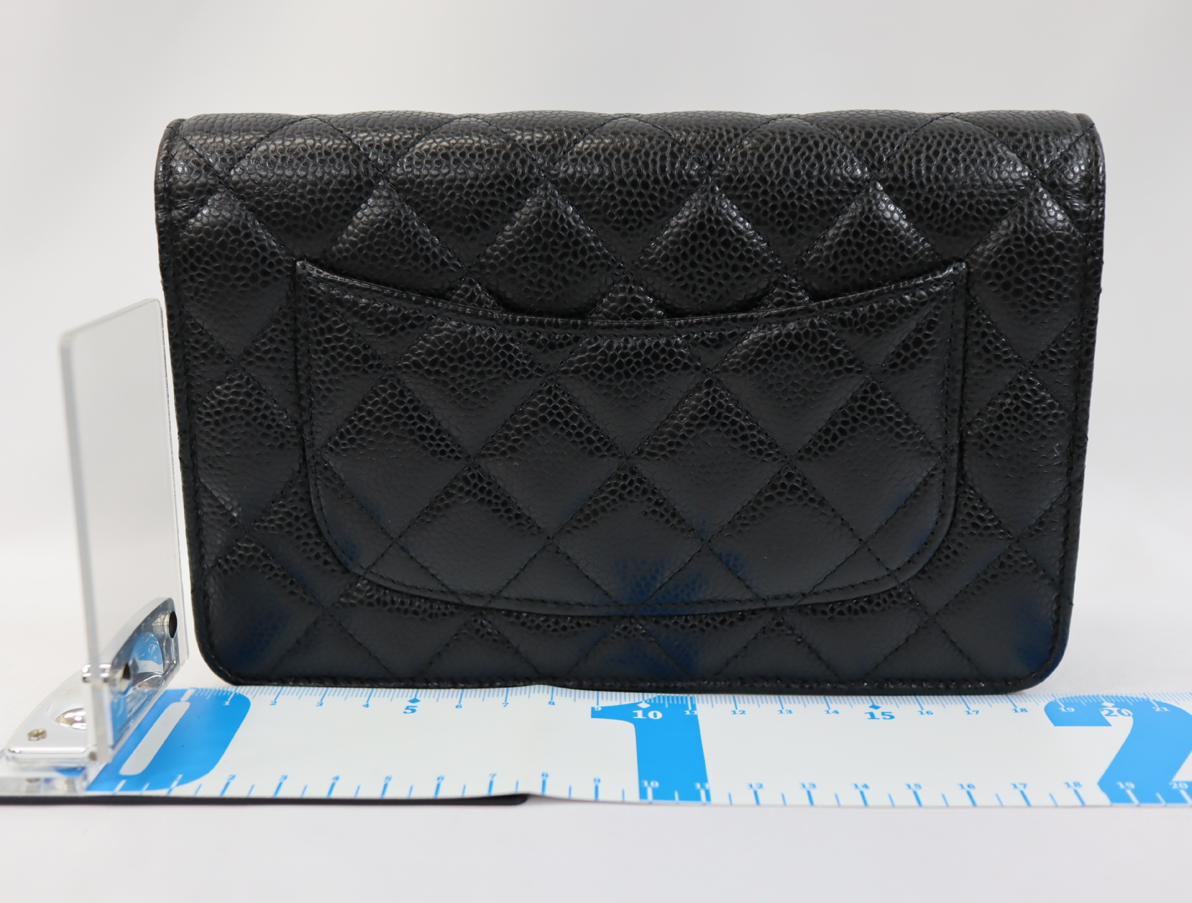 Matelassé Caviar Skin Chain Wallet, Black with Gold Hardware, Serial Number 29 (AP0250), Shoulder Bag — view 2
