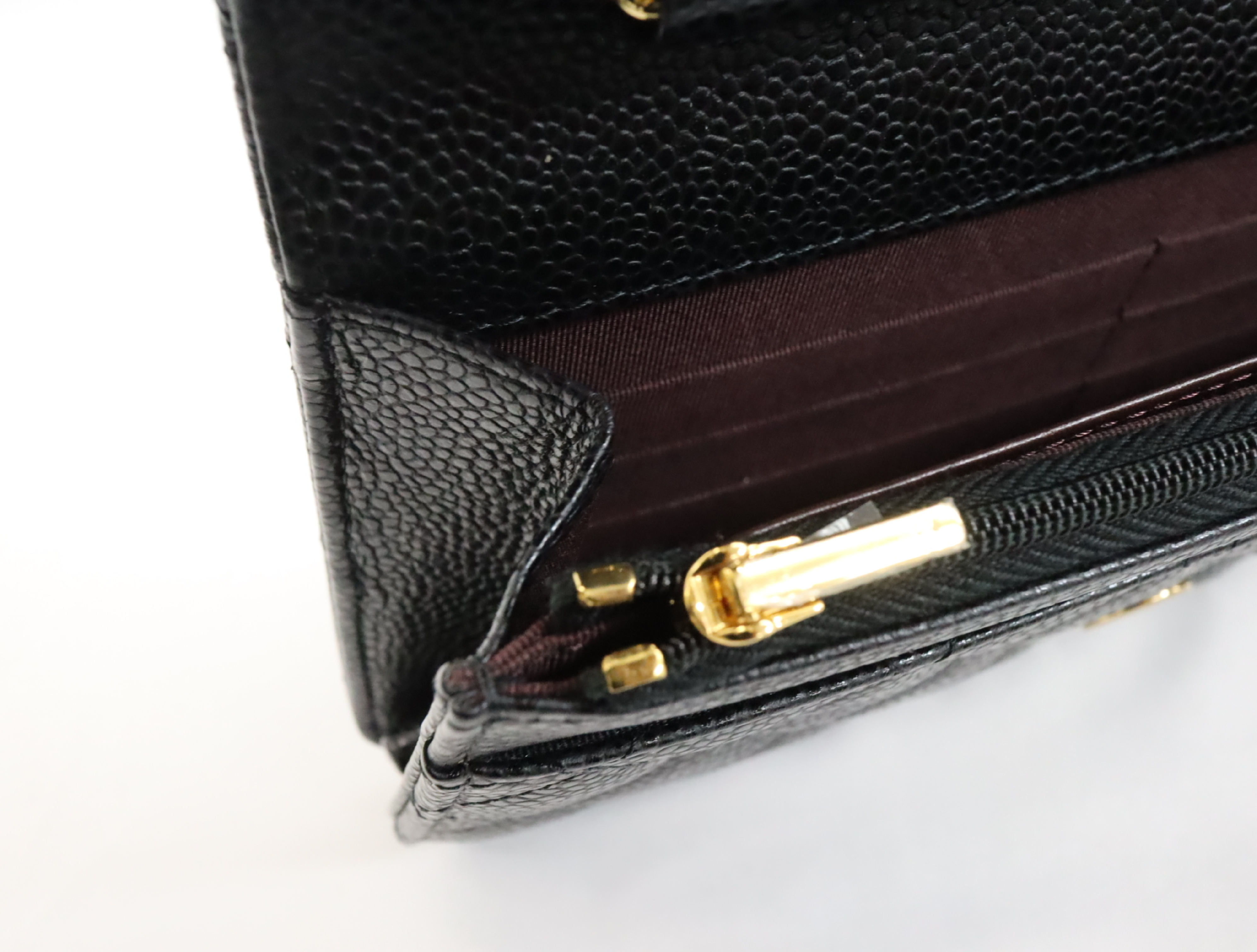 Matelassé Caviar Skin Chain Wallet, Black with Gold Hardware, Serial Number 29 (AP0250), Shoulder Bag — view 14
