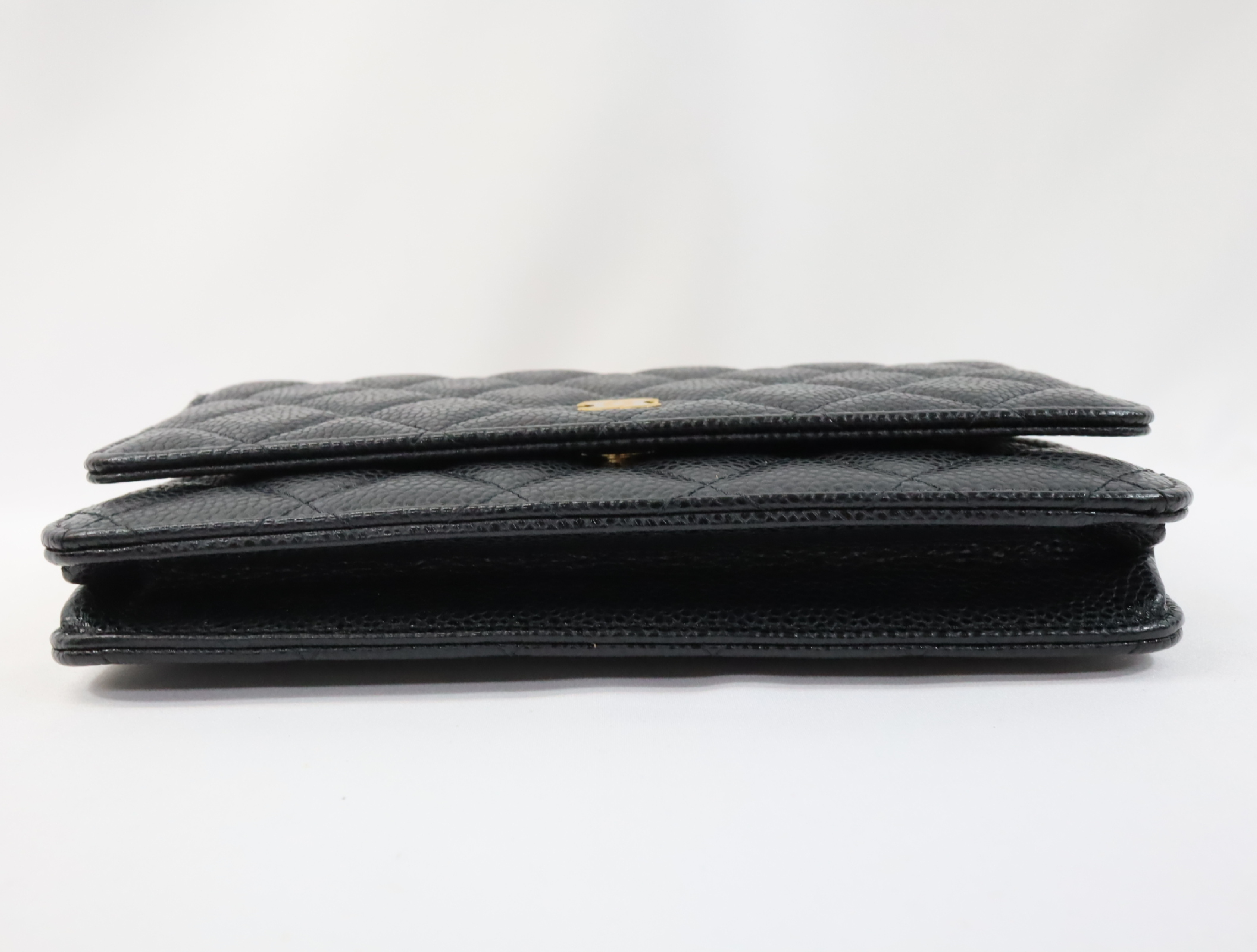 Matelassé Caviar Skin Chain Wallet, Black with Gold Hardware, Serial Number 29 (AP0250), Shoulder Bag — view 5